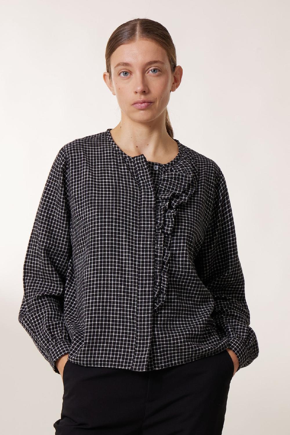 leon & harper Blouse Colina Checki Black