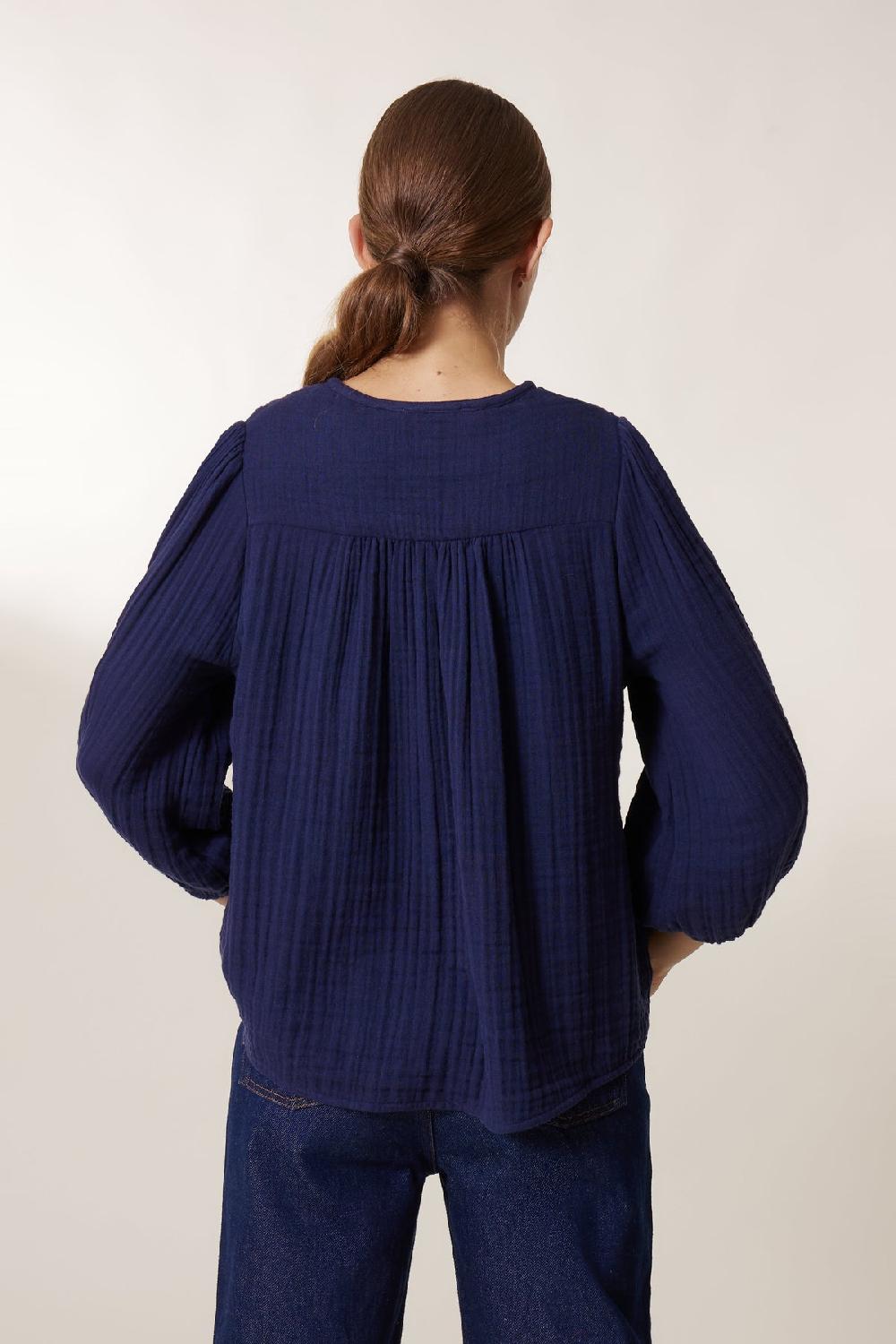 Leon & Harper Blouse Combo Beads Navy