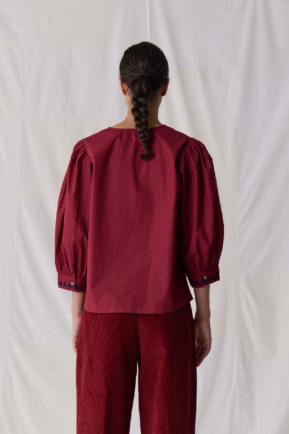 Leon & Harper Blouse Coquine Plain Carmin