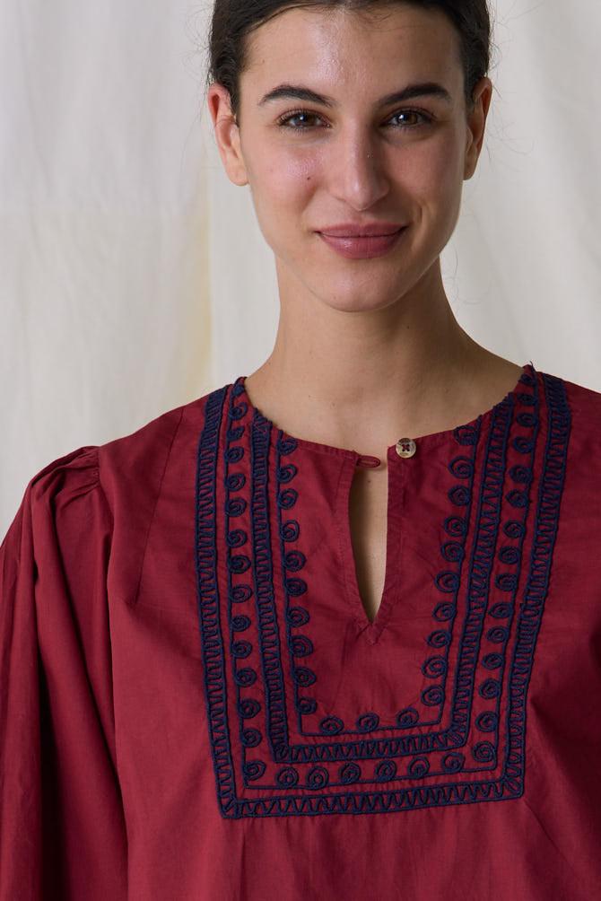 Leon & Harper Blouse Coquine Plain Carmin