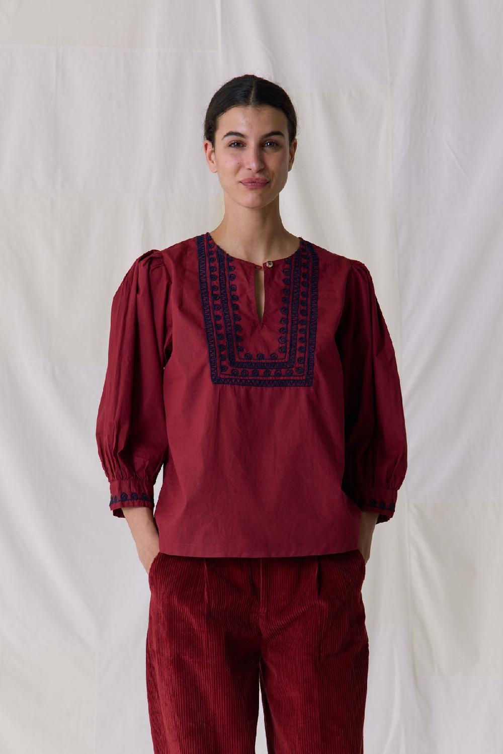 leon & harper Blouse Coquine Plain Carmin