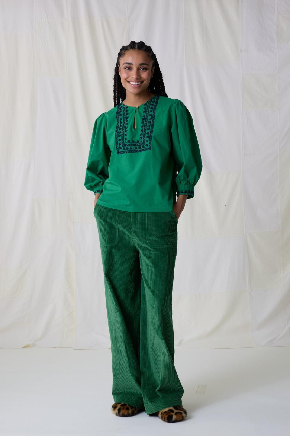 Leon & Harper Blouse Coquine Plain Green