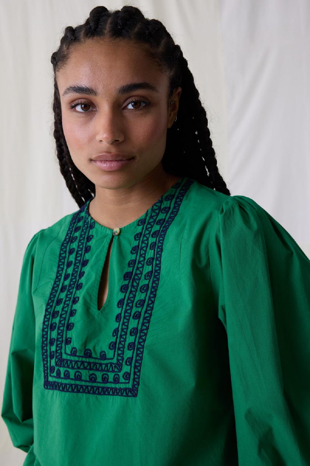 Leon & Harper Blouse Coquine Plain Green