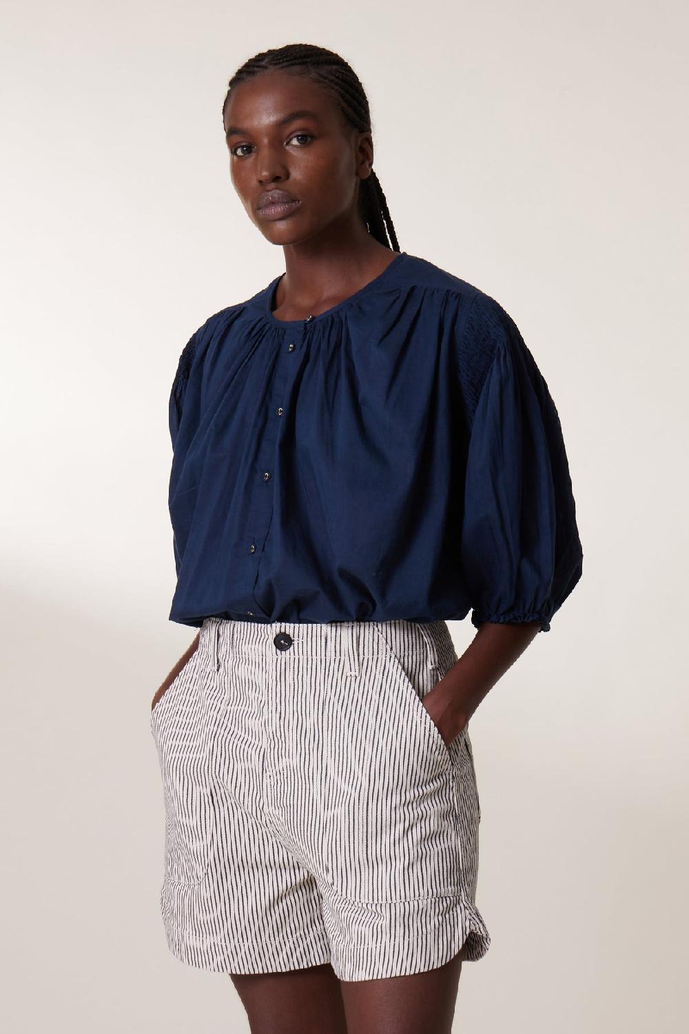 leon & harper Blouse Corso Plain Black Iris