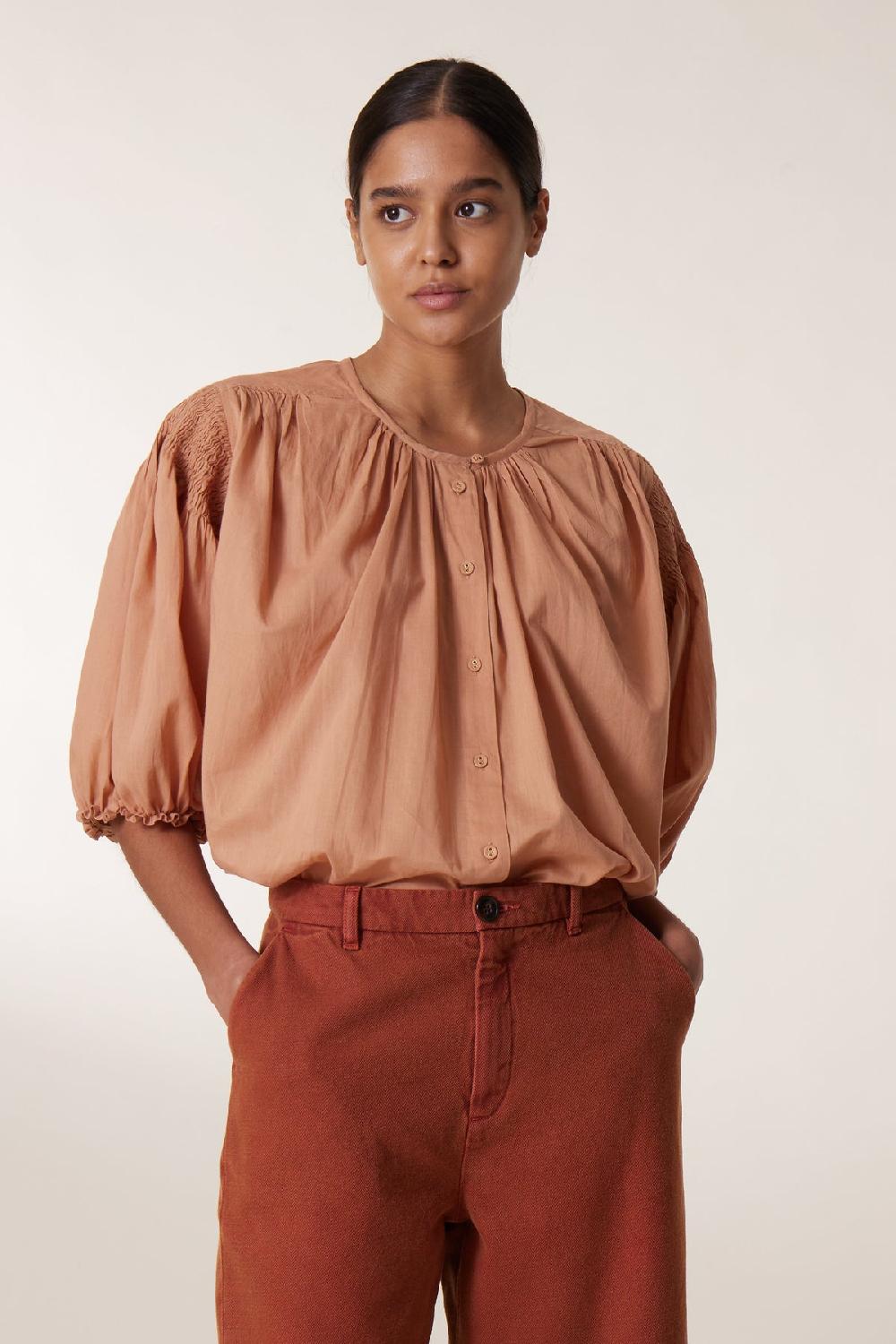 leon & harper Blouse Corso Plain Peach