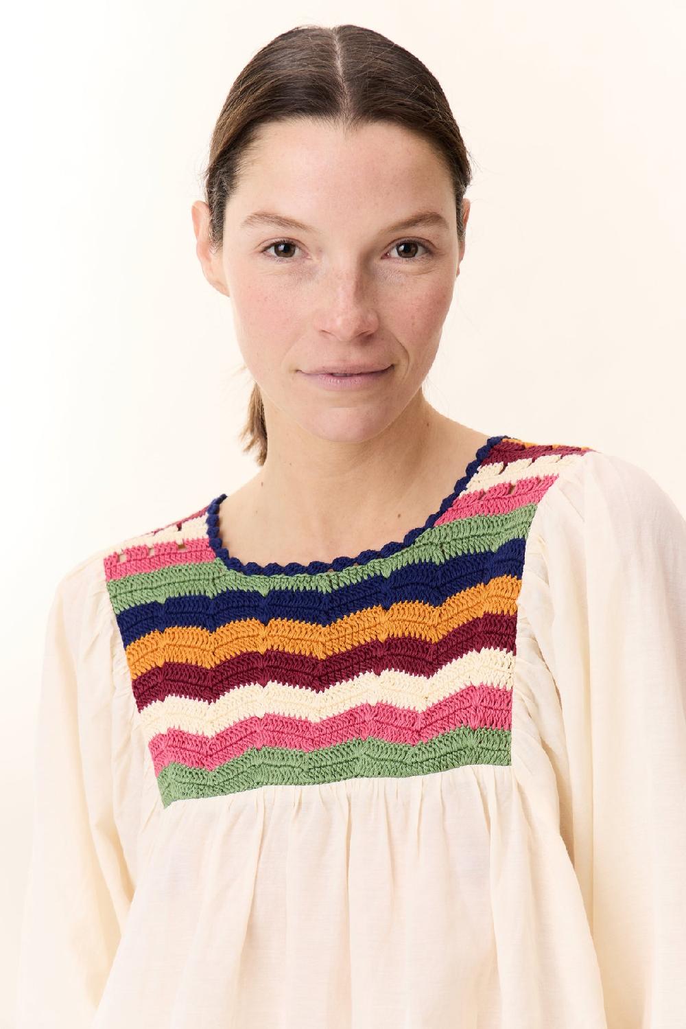 Leon & Harper Blouse Criq Crochet Off White