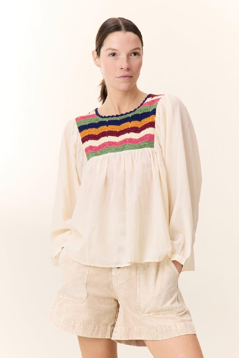 leon & harper Blouse Criq Crochet Off White