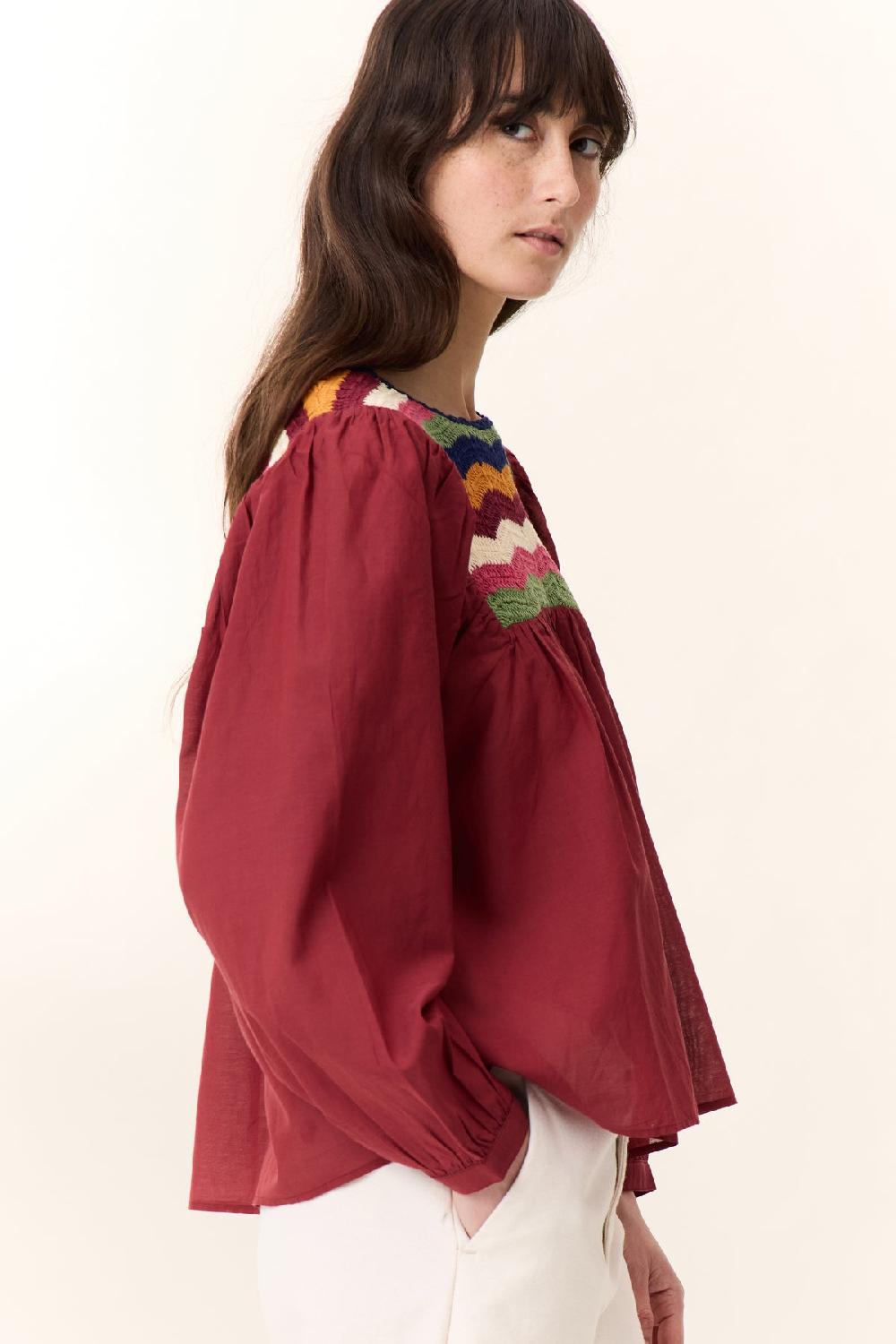 Leon & Harper Blouse Criq Crochet Tomato