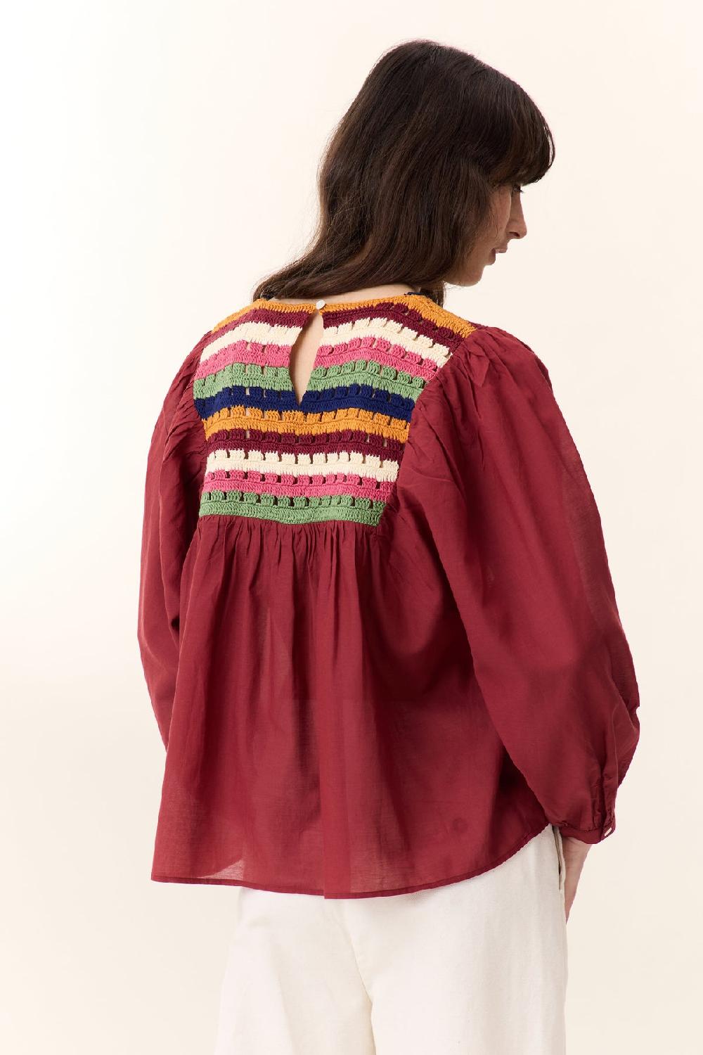 Leon & Harper Blouse Criq Crochet Tomato
