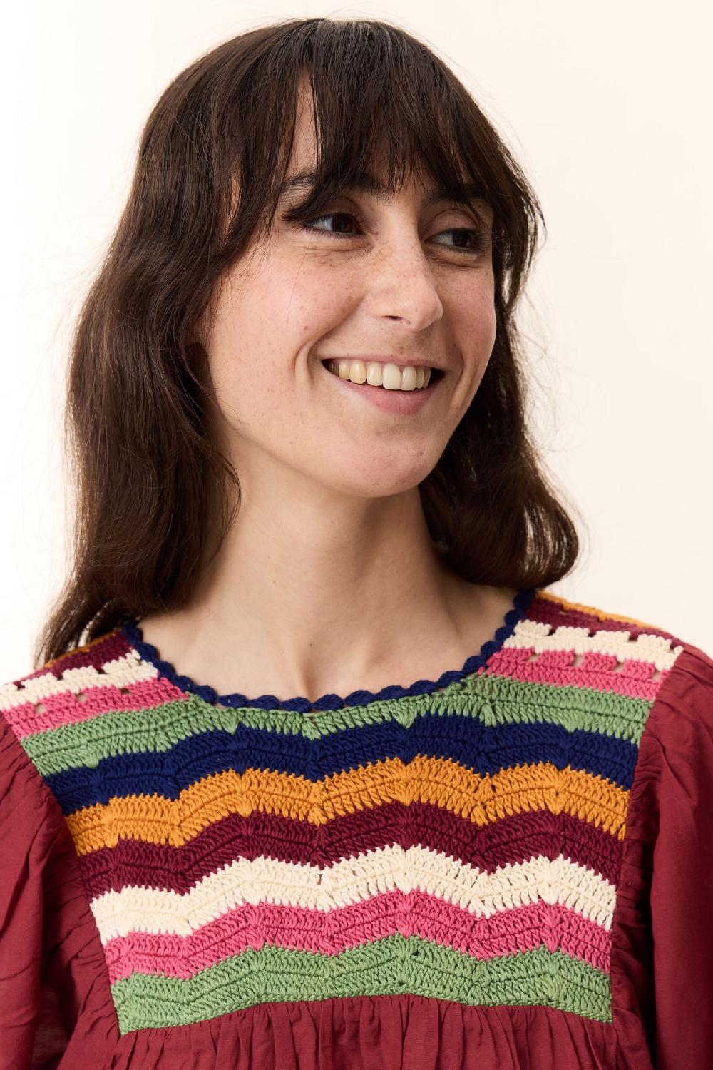 Leon & Harper Blouse Criq Crochet Tomato