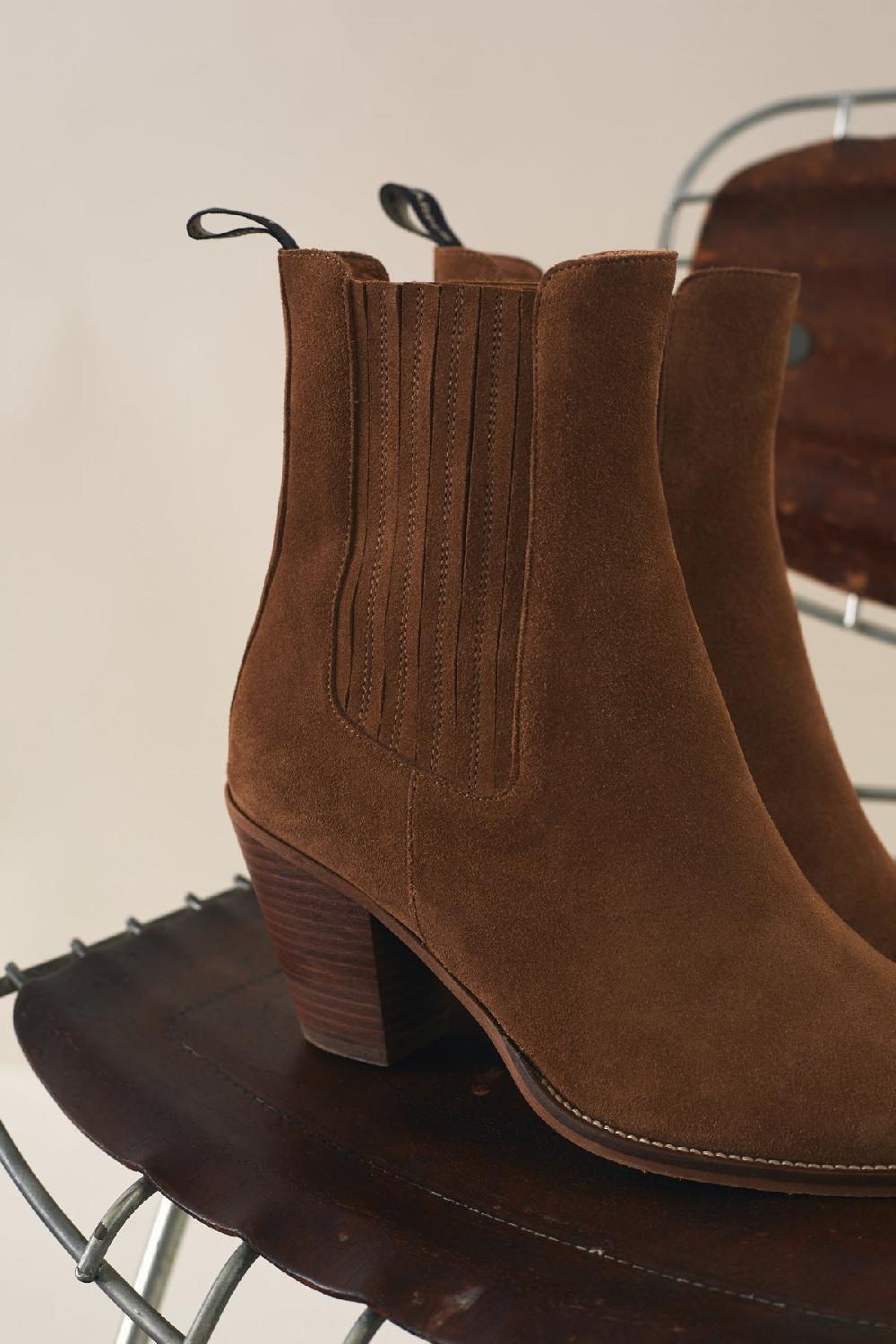 Leon & Harper Bottines Sylvie Suede Camel