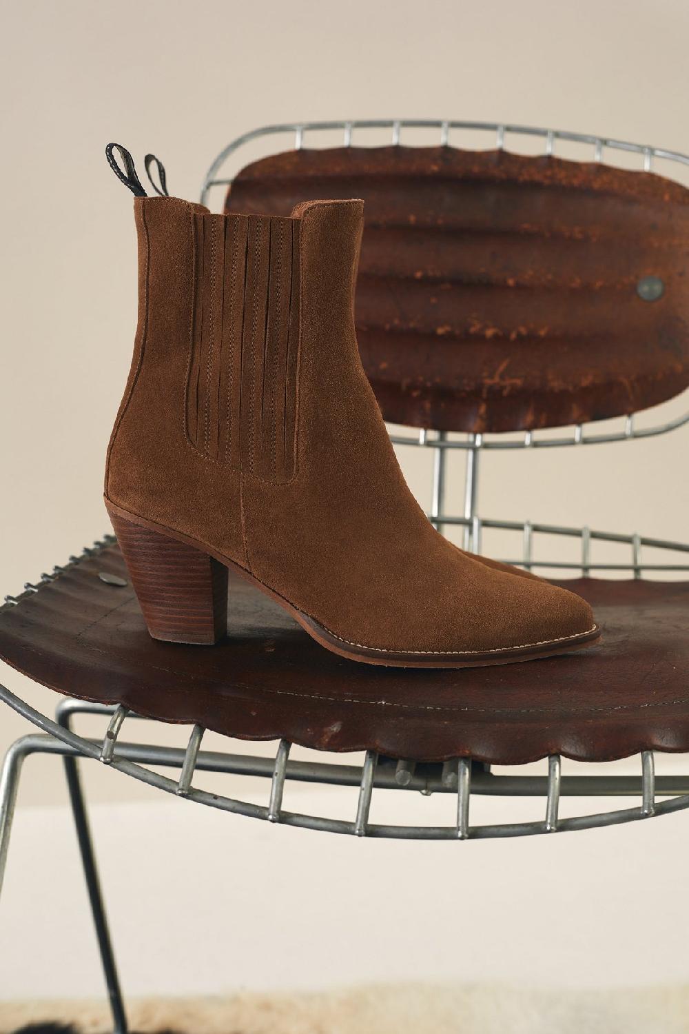 leon & harper Bottines Sylvie Suede Camel