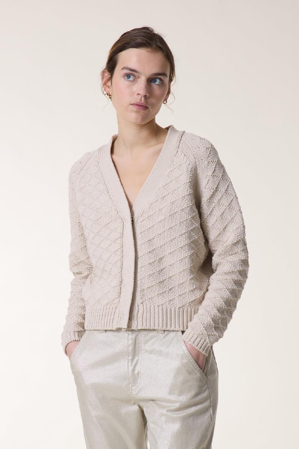 leon & harper Cardigan Maeght Plain Stone