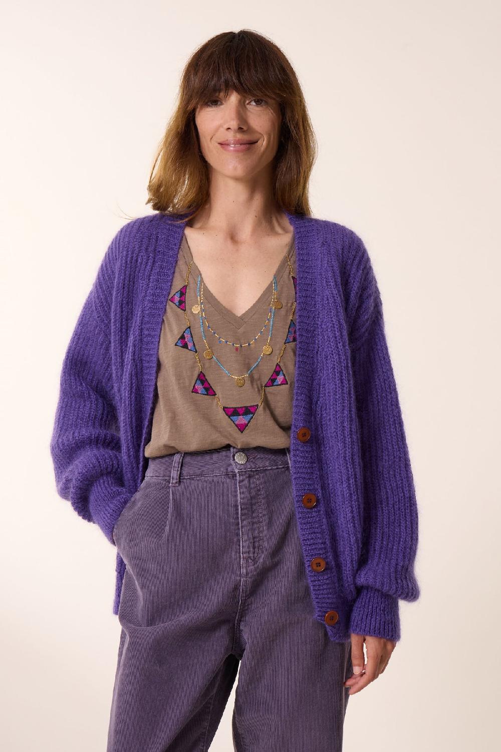 leon & harper Cardigan Manou PL Purple