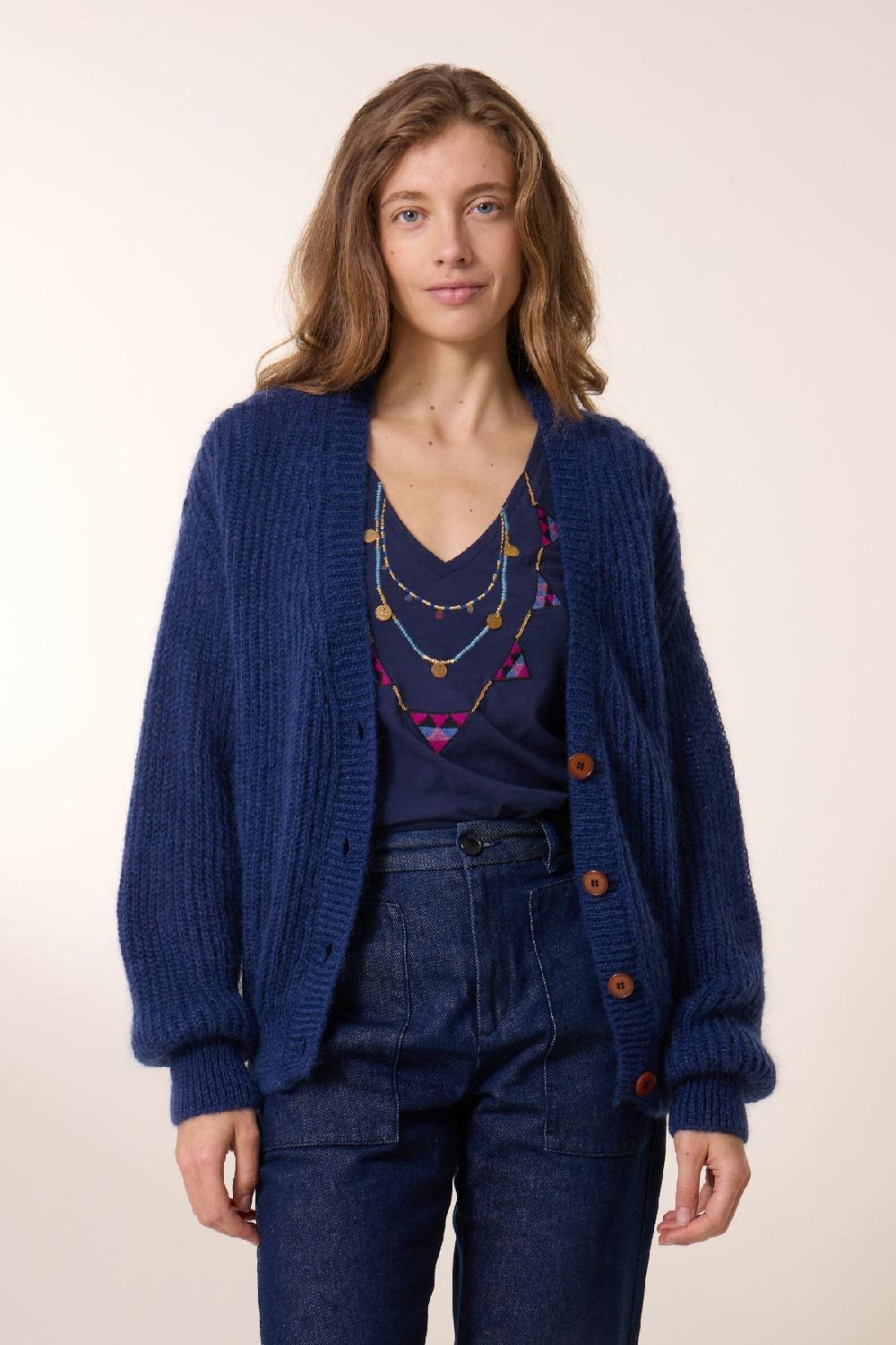 leon & harper Cardigan Manou PLN Navy