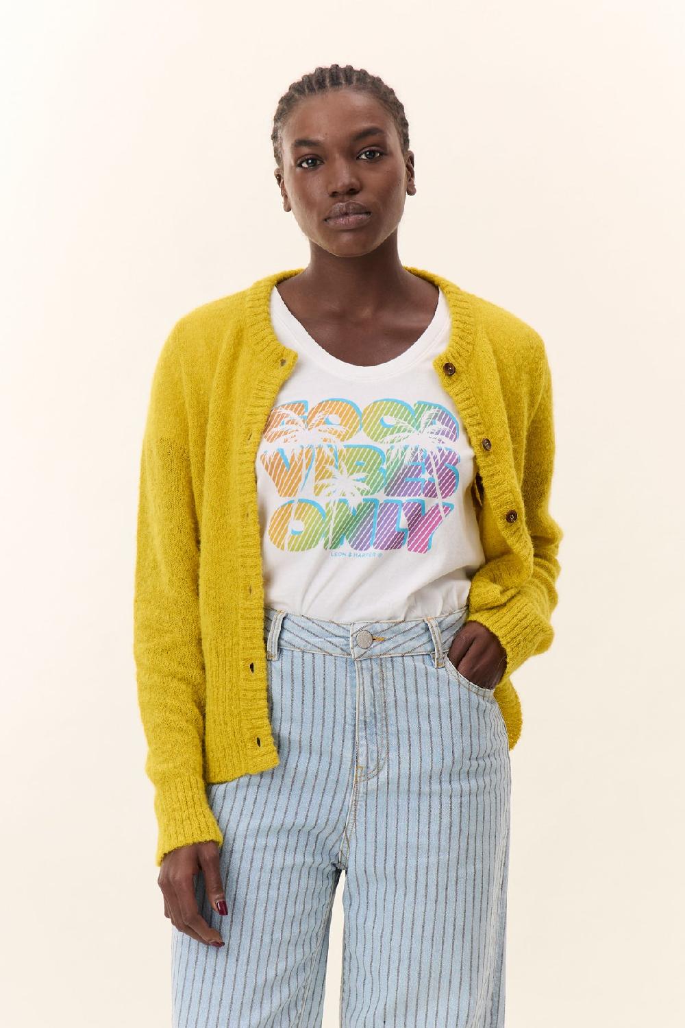 Leon & Harper Cardigan Martha Plain Yellow