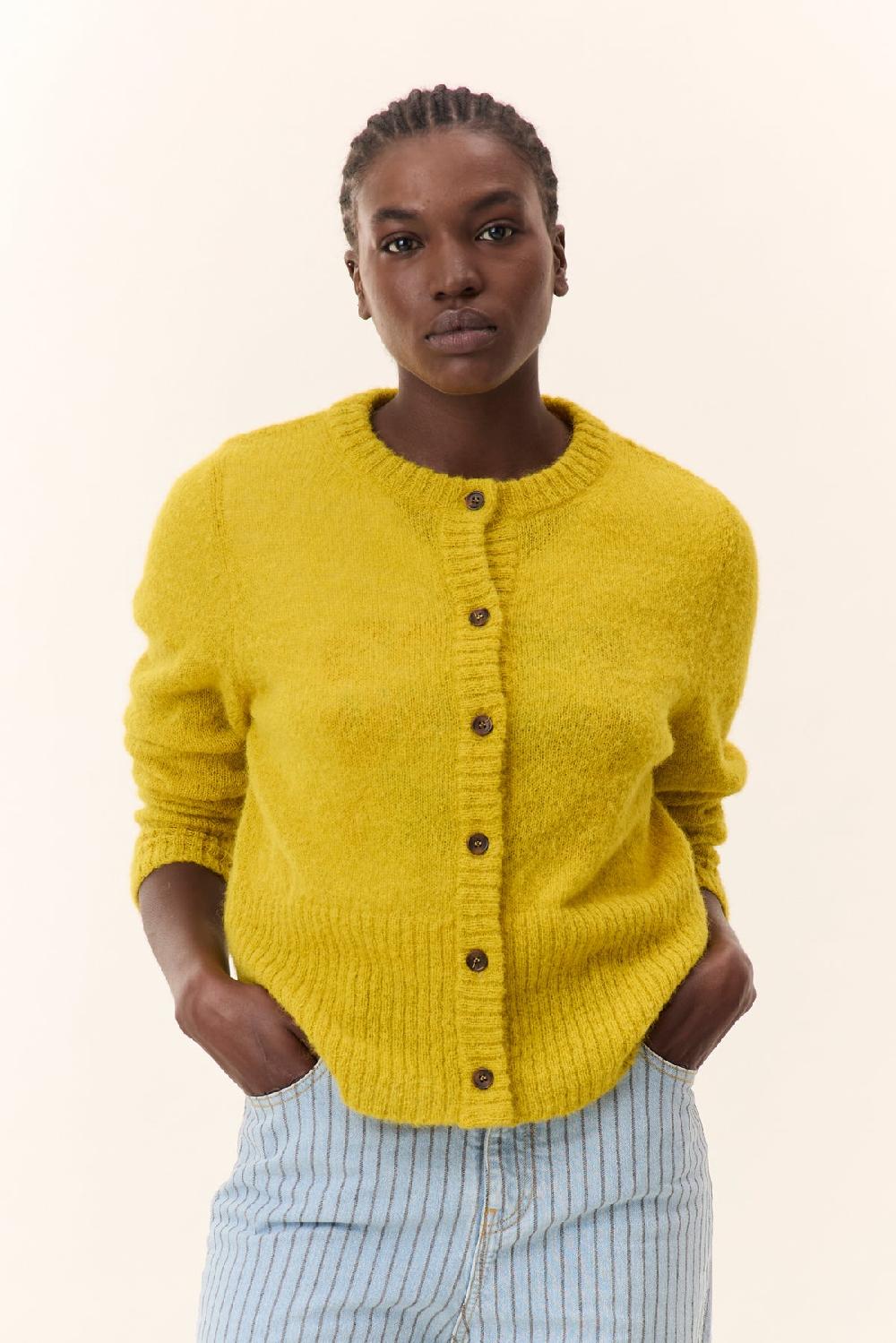 leon & harper Cardigan Martha Plain Yellow