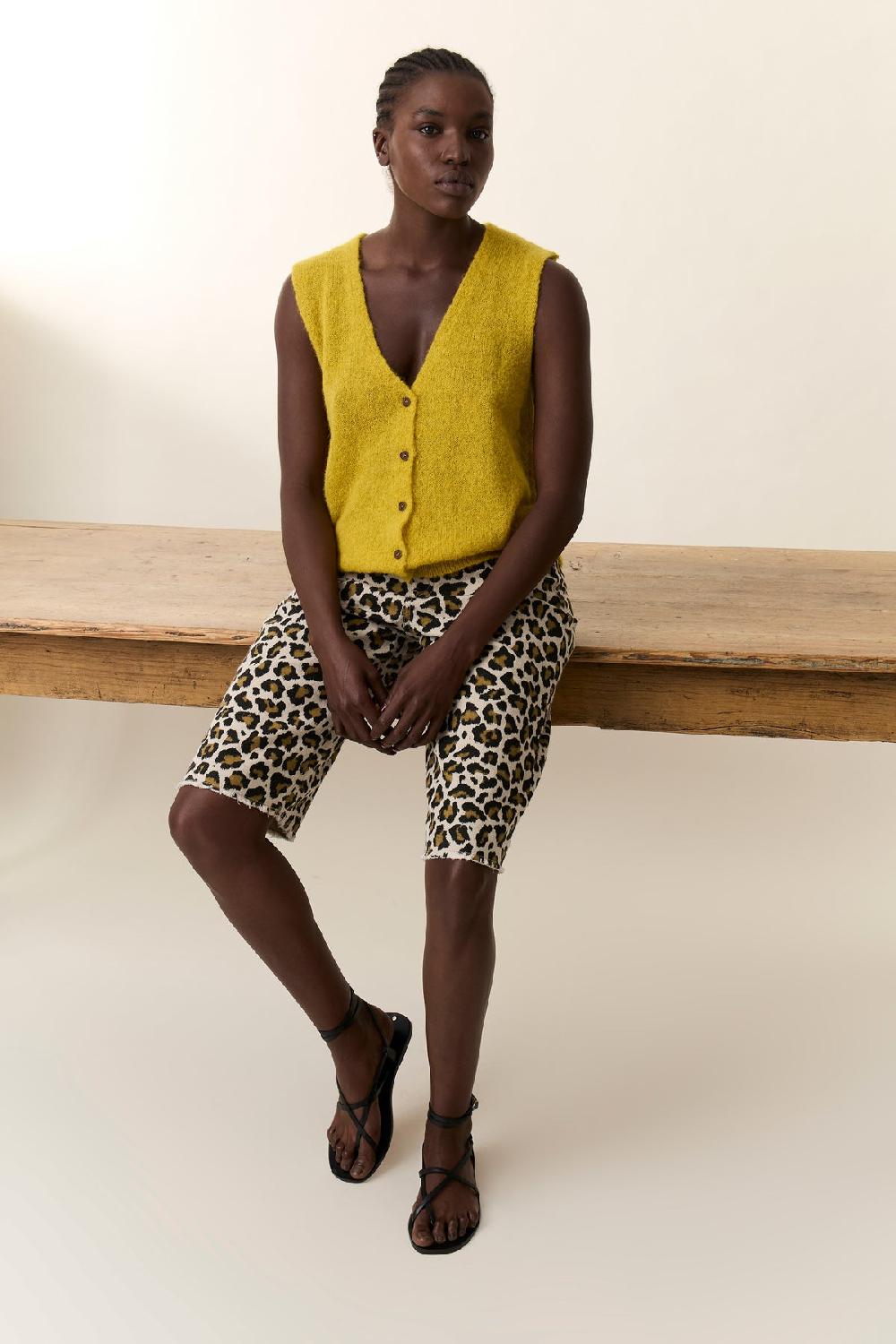 leon & harper Cardigan Medium Plain Yellow