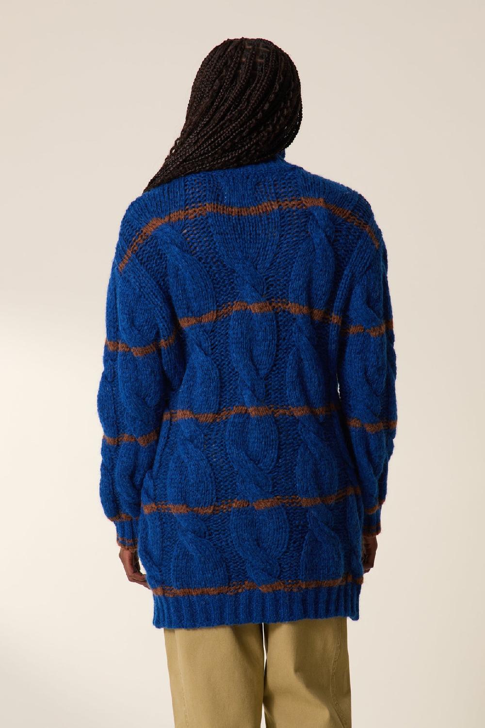 Leon & Harper Cardigan Mucho Stripe Blue