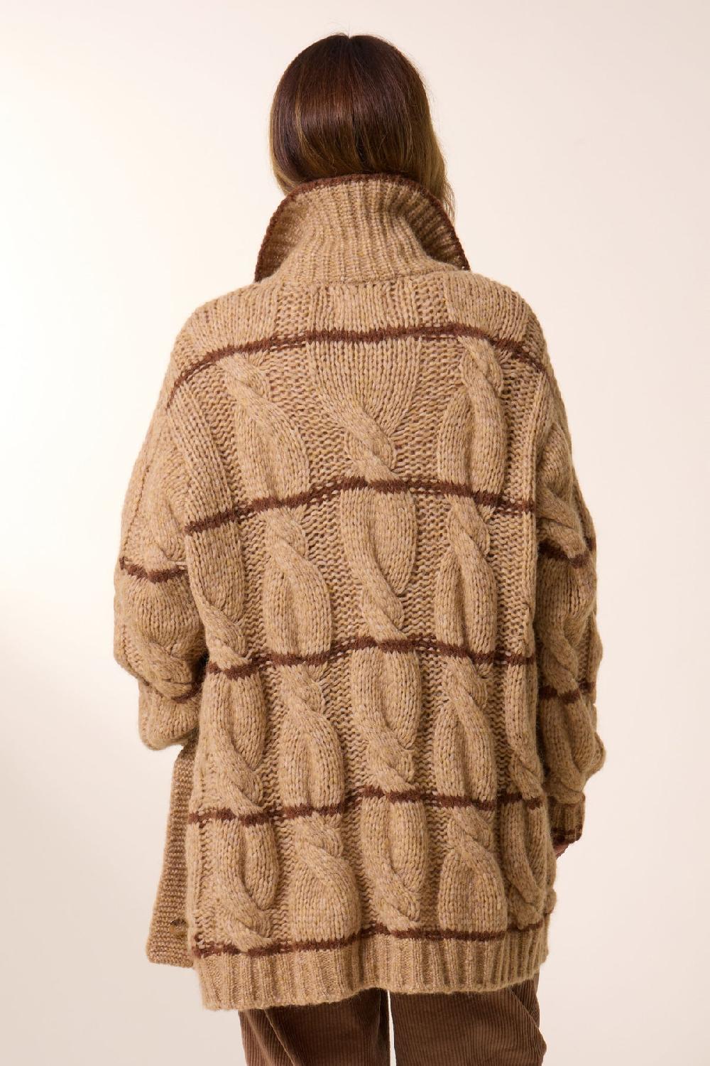 Leon & Harper Cardigan Mucho Stripe Ecru