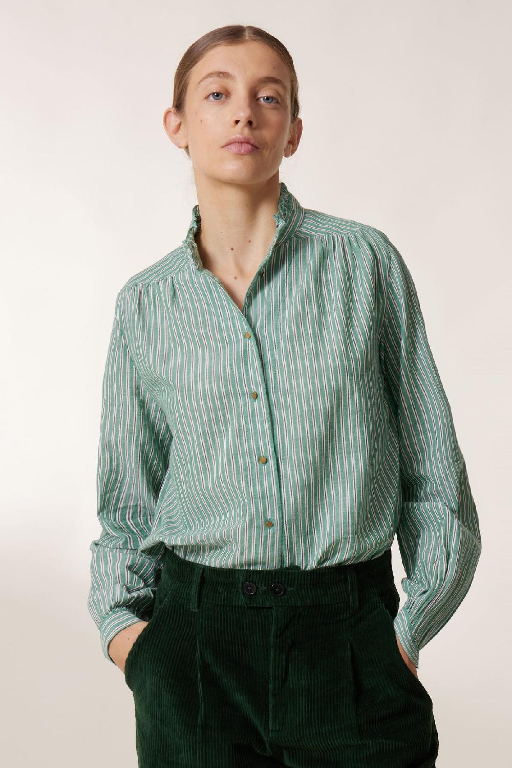 Leon & Harper Chemise Caith Stripe Green