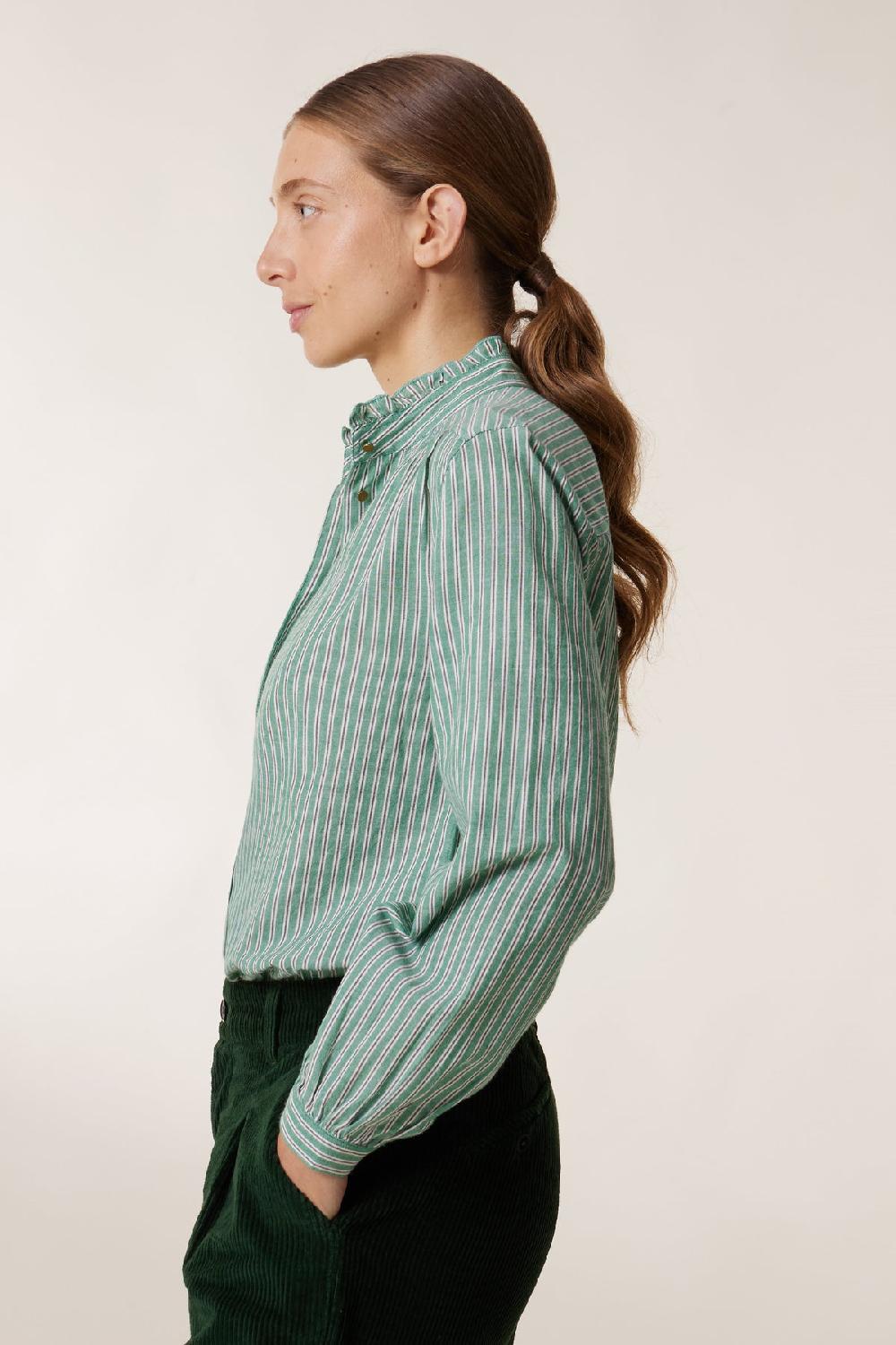 Leon & Harper Chemise Caith Stripe Green