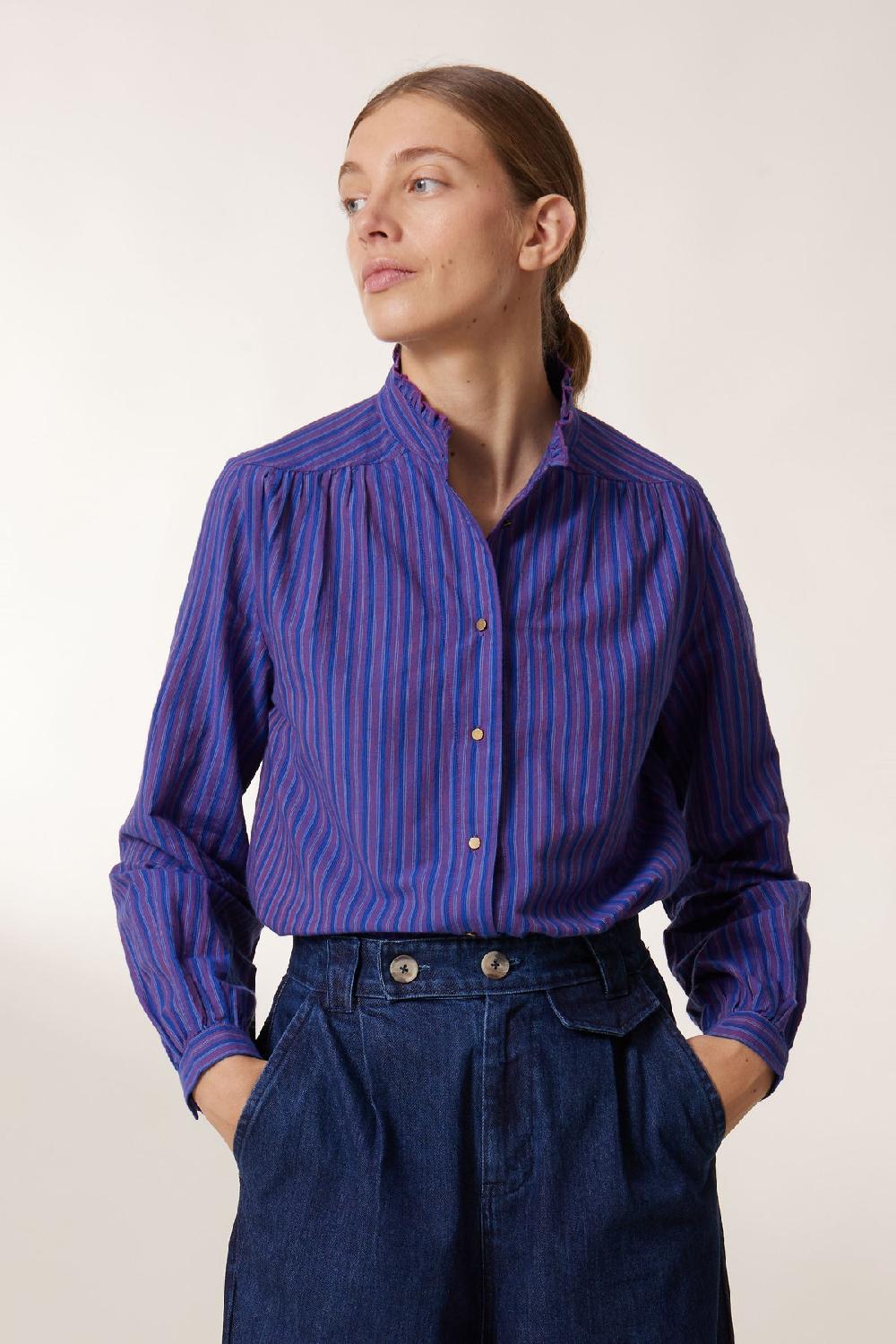 Leon & Harper Chemise Caith Stripe Purple