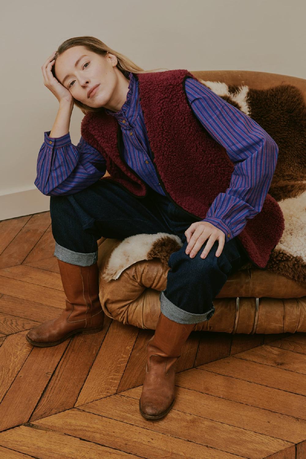 leon & harper Chemise Caith Stripe Purple