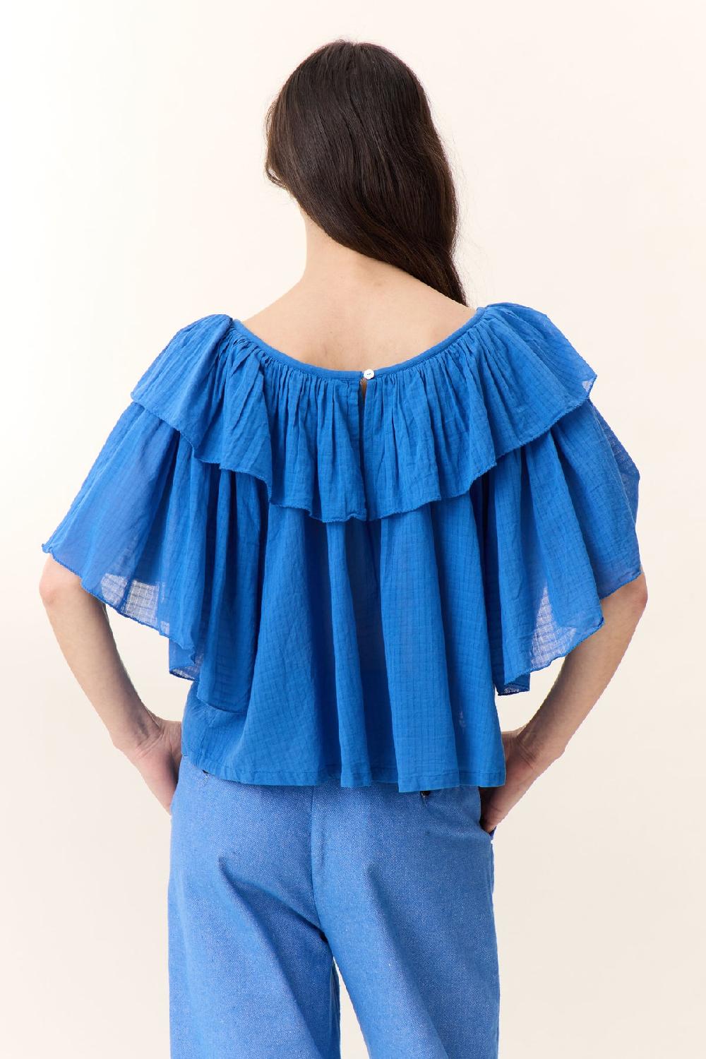 Leon & Harper Chemise Casey Plain Blue