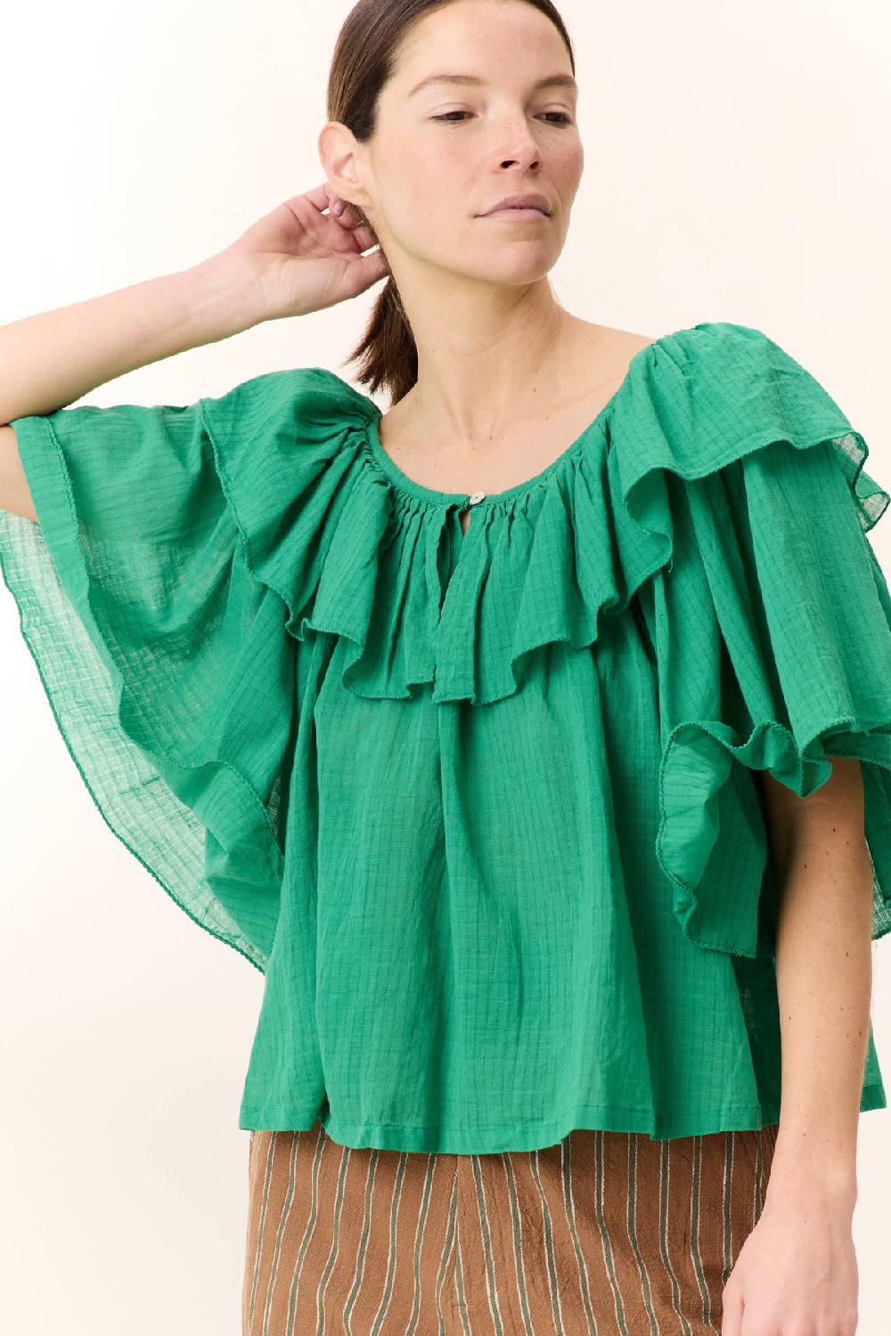 Leon & Harper Chemise Casey Plain Green
