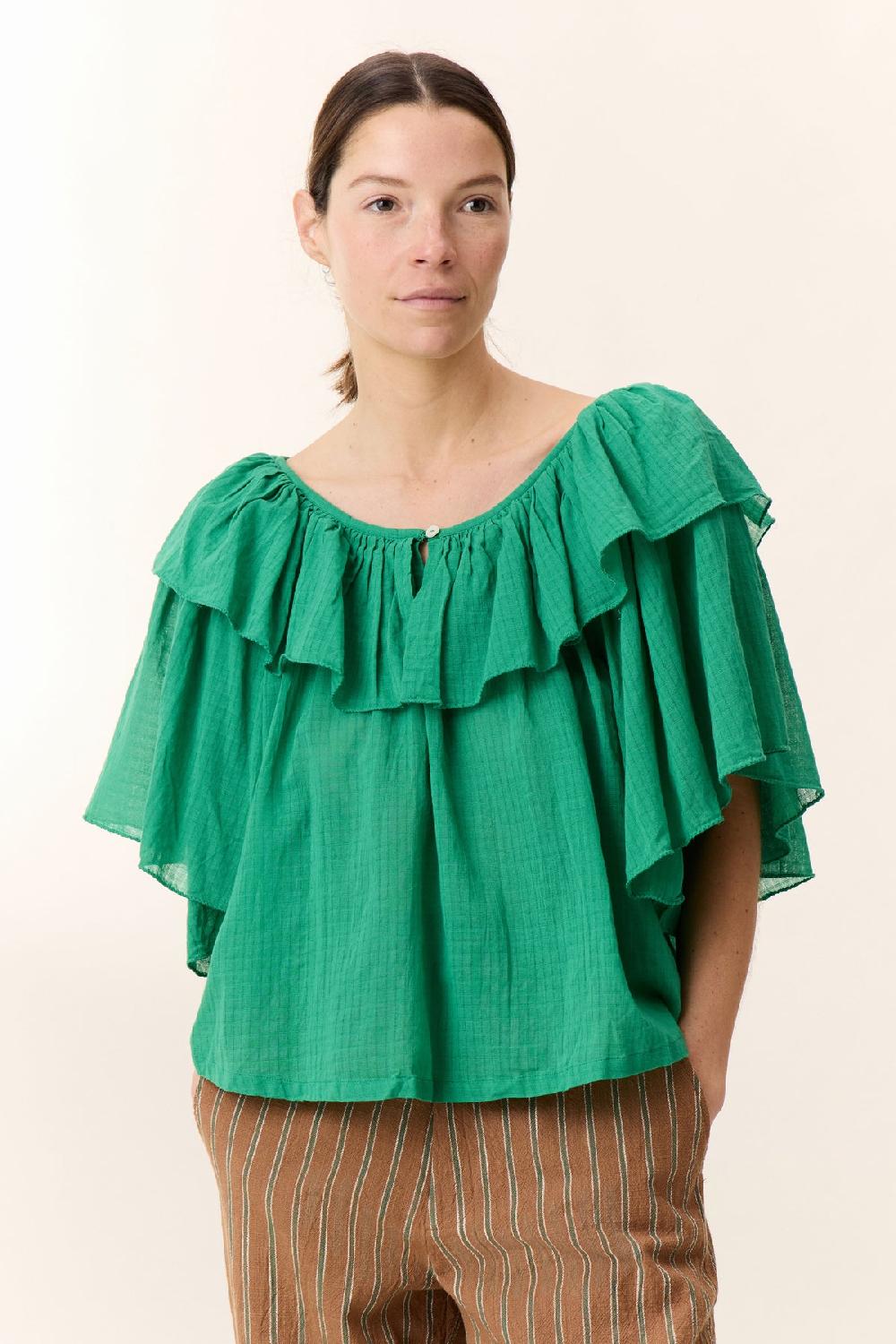 leon & harper Chemise Casey Plain Green