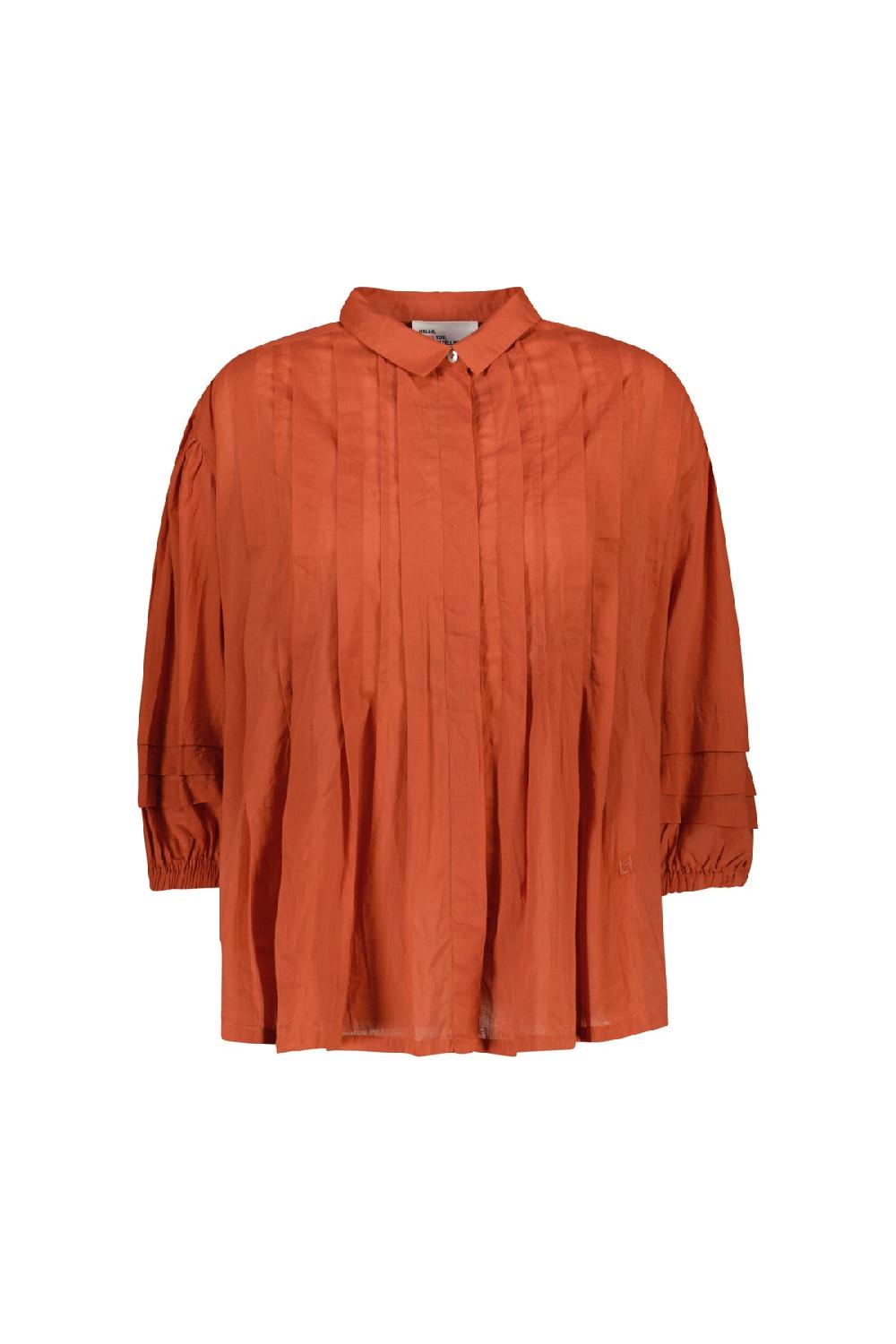 Leon & Harper Chemise Chimi Pleat Terracotta