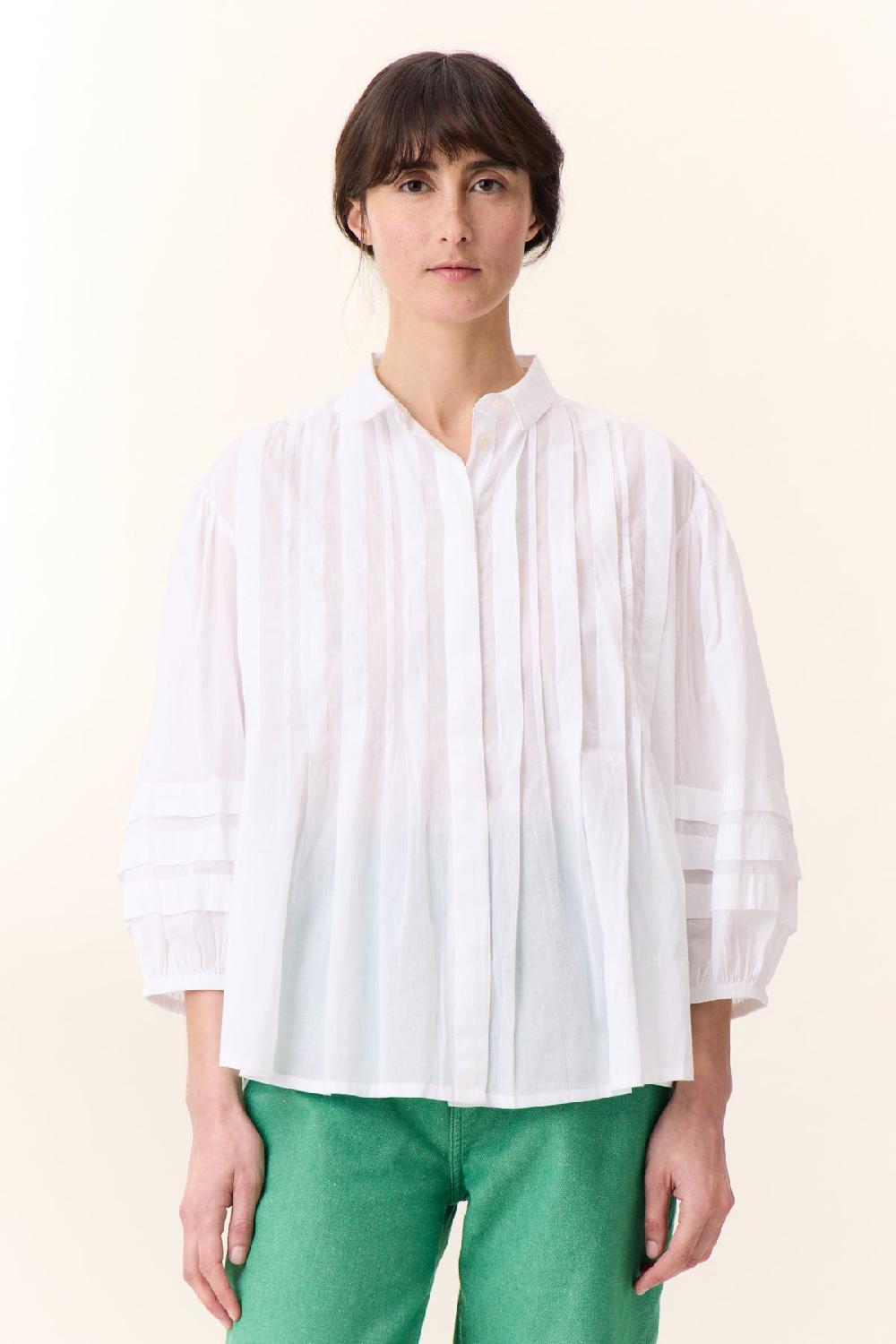 Leon & Harper Chemise Chimi Pleat White