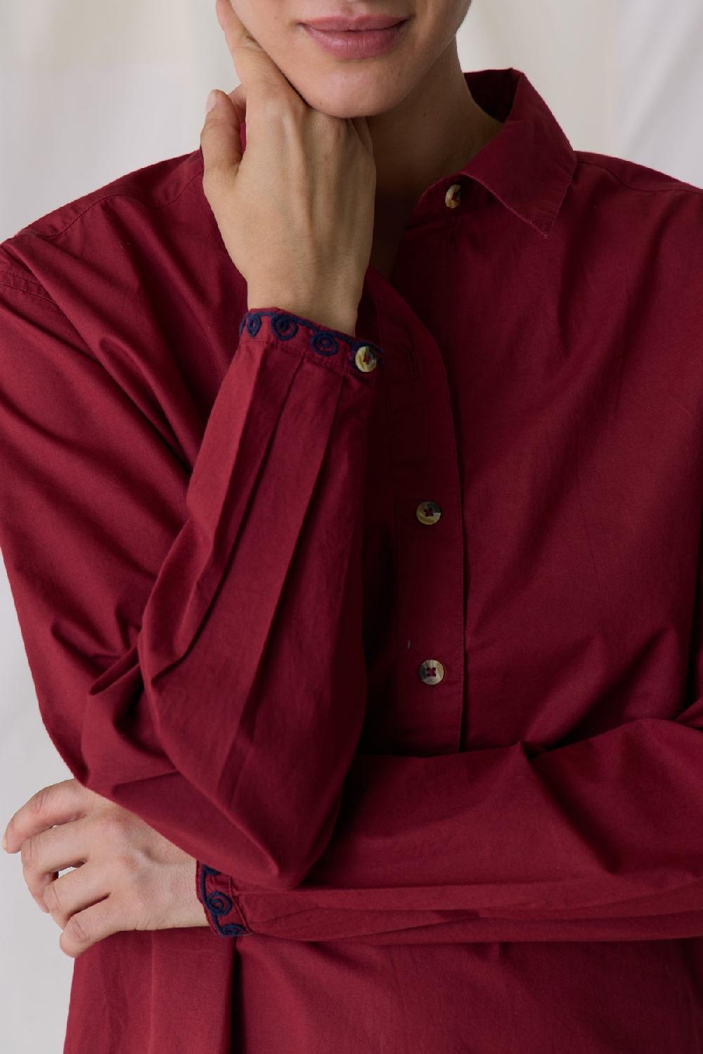 Leon & Harper Chemise Chipo Plain Carmin