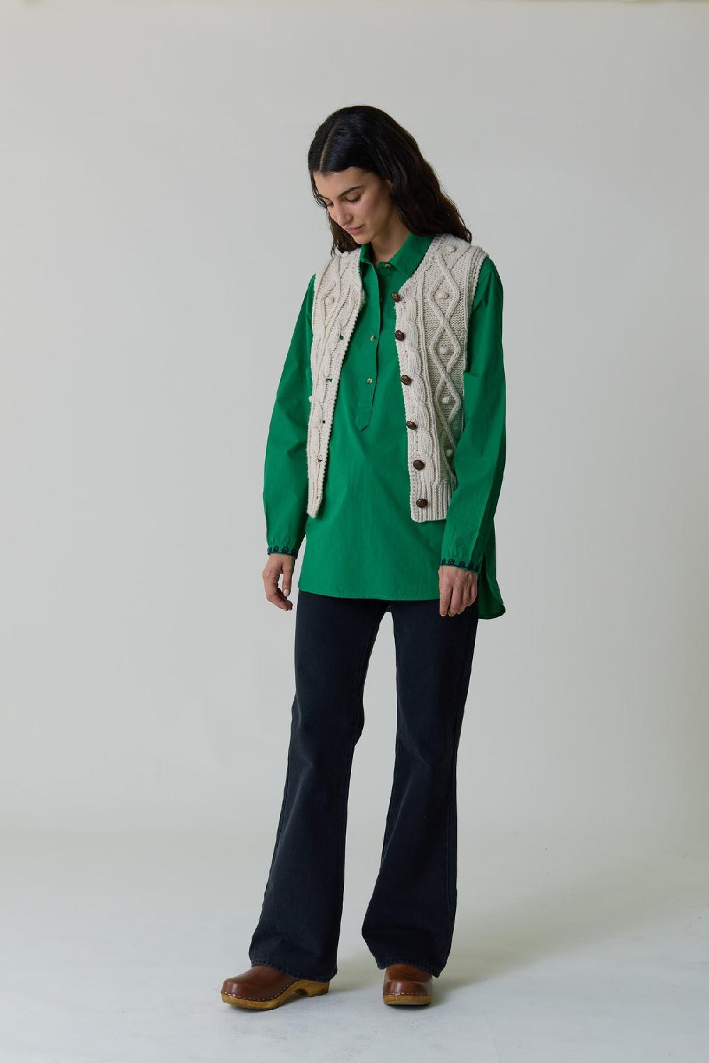 Leon & Harper Chemise Chipo Plain Green