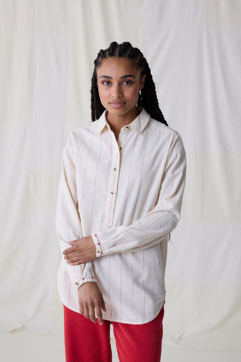 leon & harper Chemise Chipo Stripe Off White