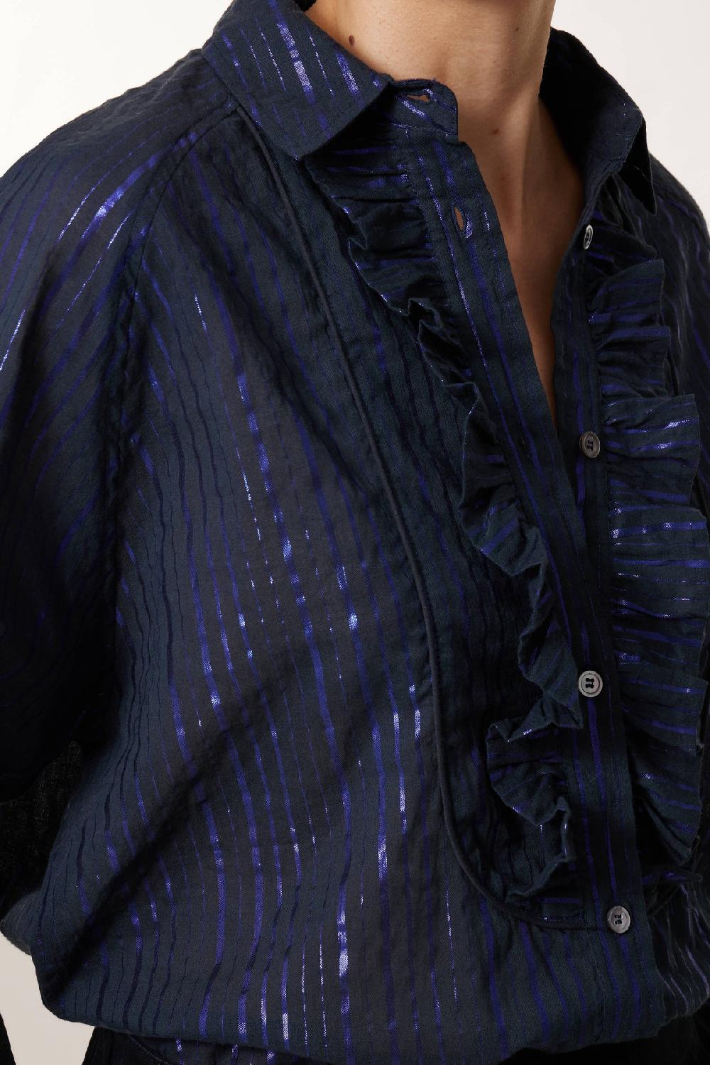 Leon & Harper Chemise Choral Str Blue