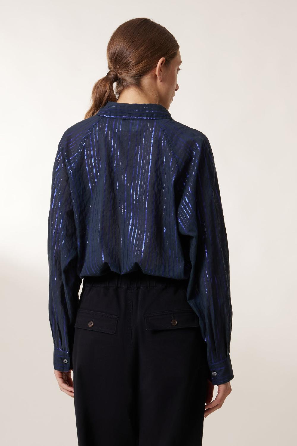 Leon & Harper Chemise Choral Str Blue