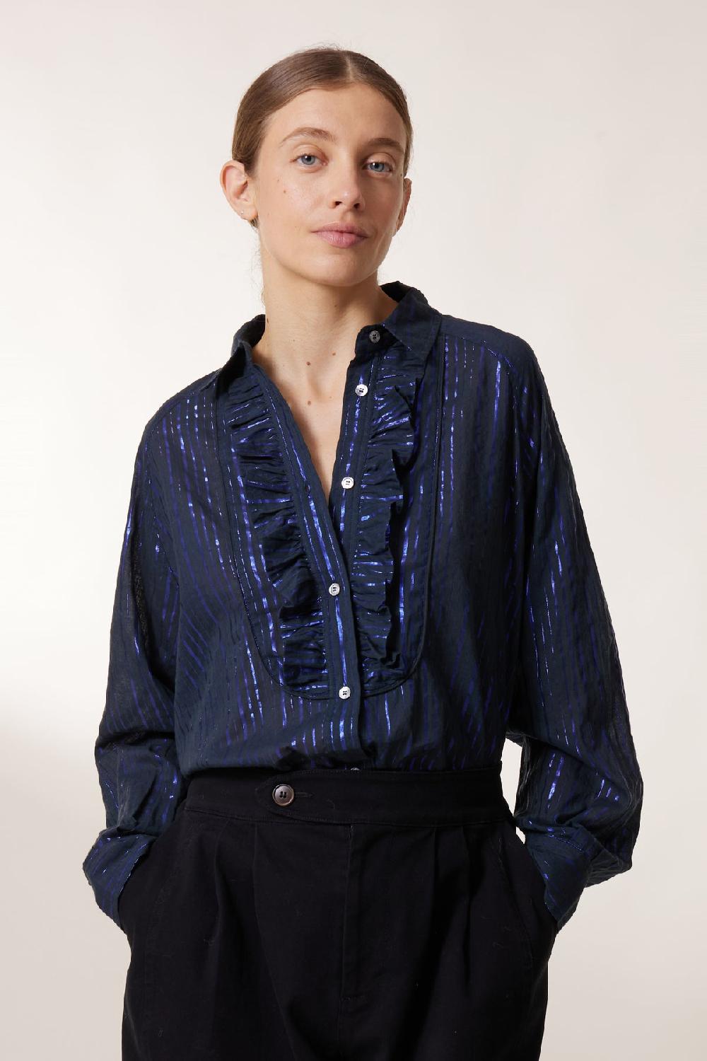 leon & harper Chemise Choral Str Blue