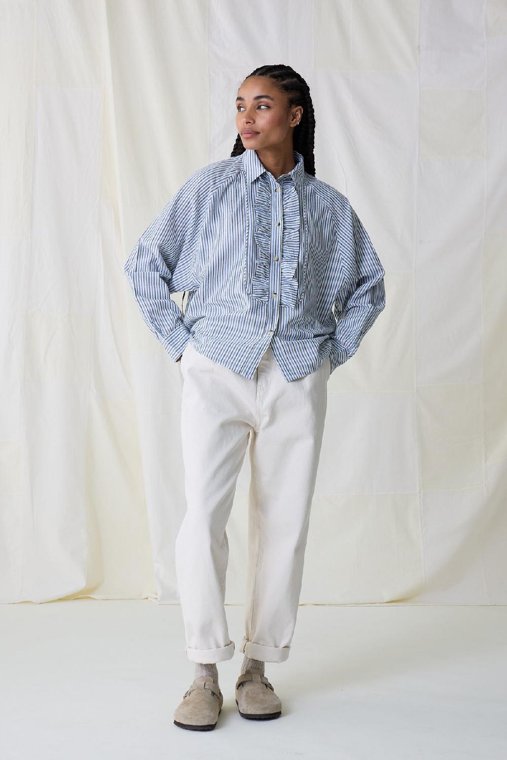 Leon & Harper Chemise Choral Stripe Blue