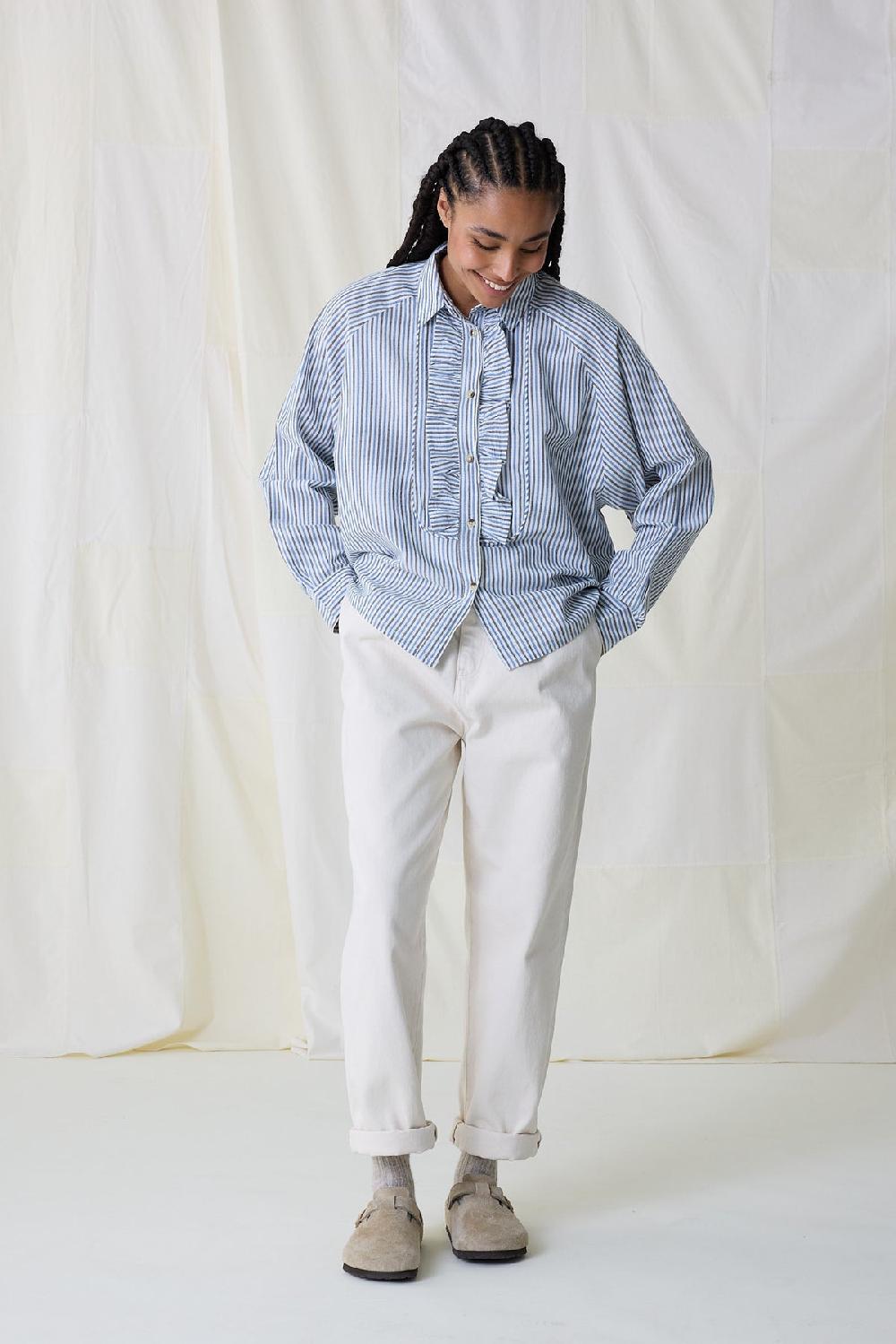 leon & harper Chemise Choral Stripe Blue