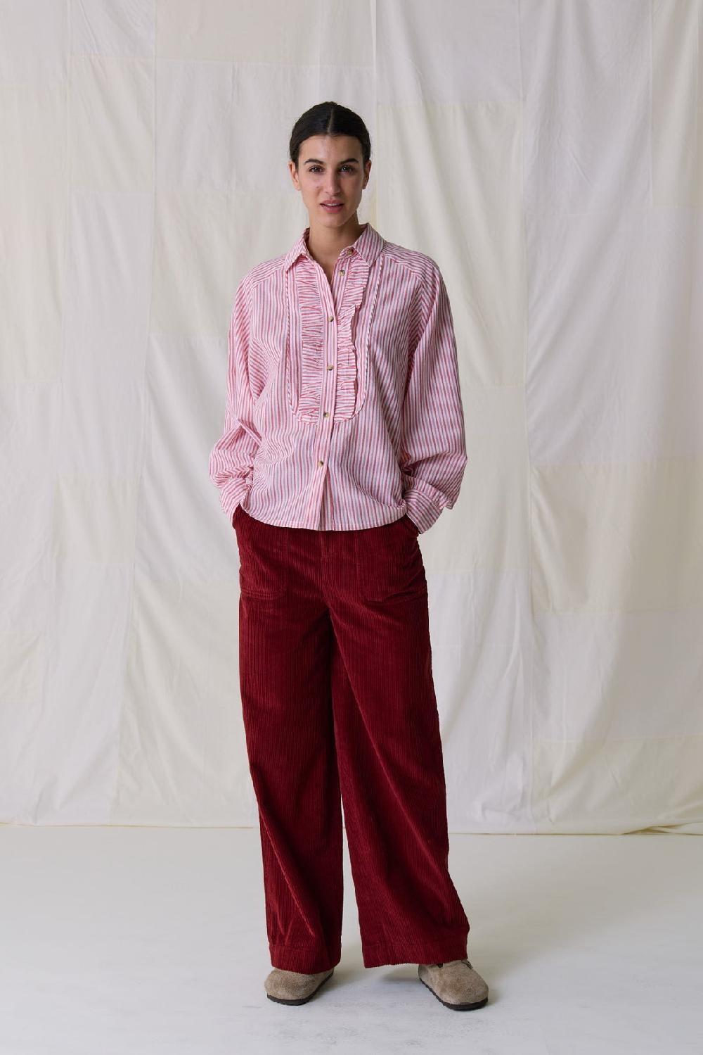 Leon & Harper Chemise Choral Stripe Red