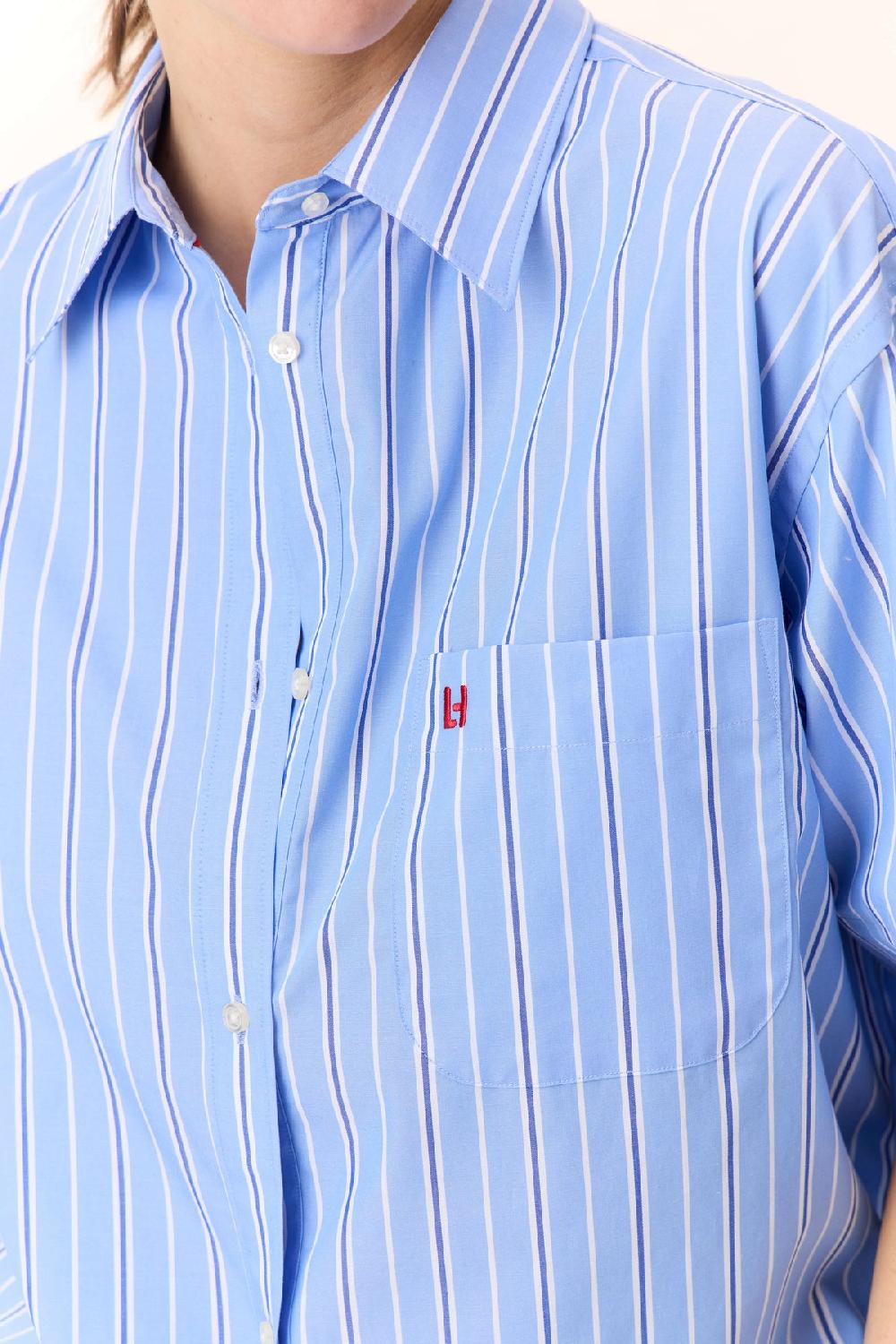 Leon & Harper Chemise Clay Strp Blue
