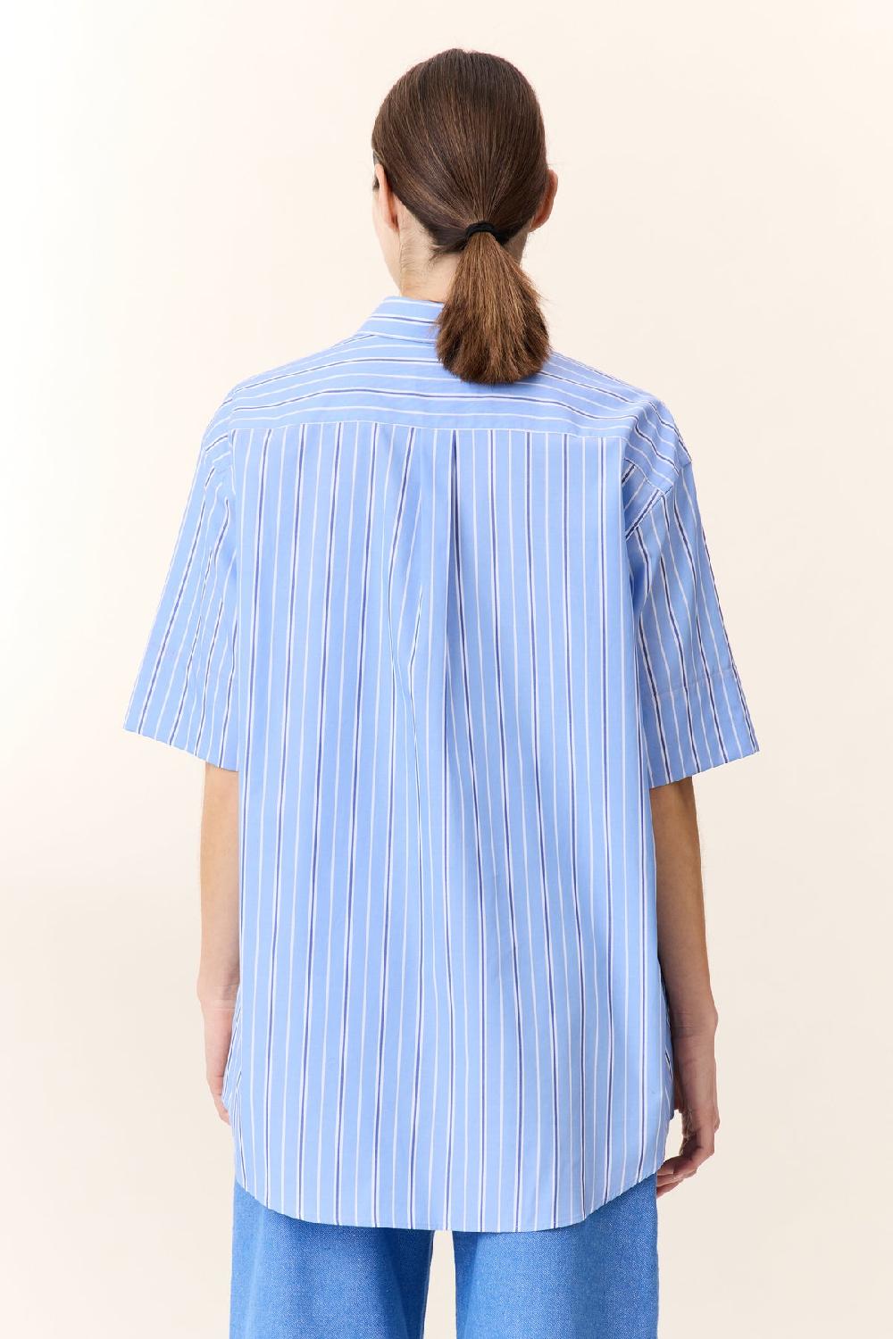 Leon & Harper Chemise Clay Strp Blue