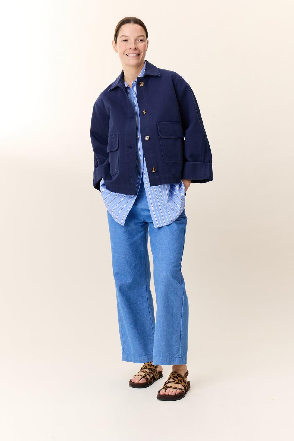 Leon & Harper Chemise Clay Strp Blue