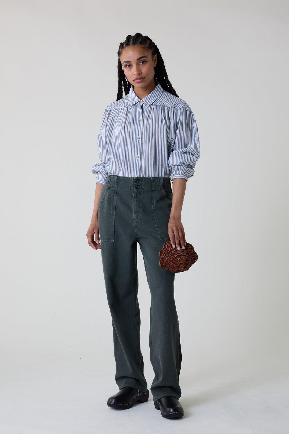 leon & harper Chemise Cloclo Stripe Blue