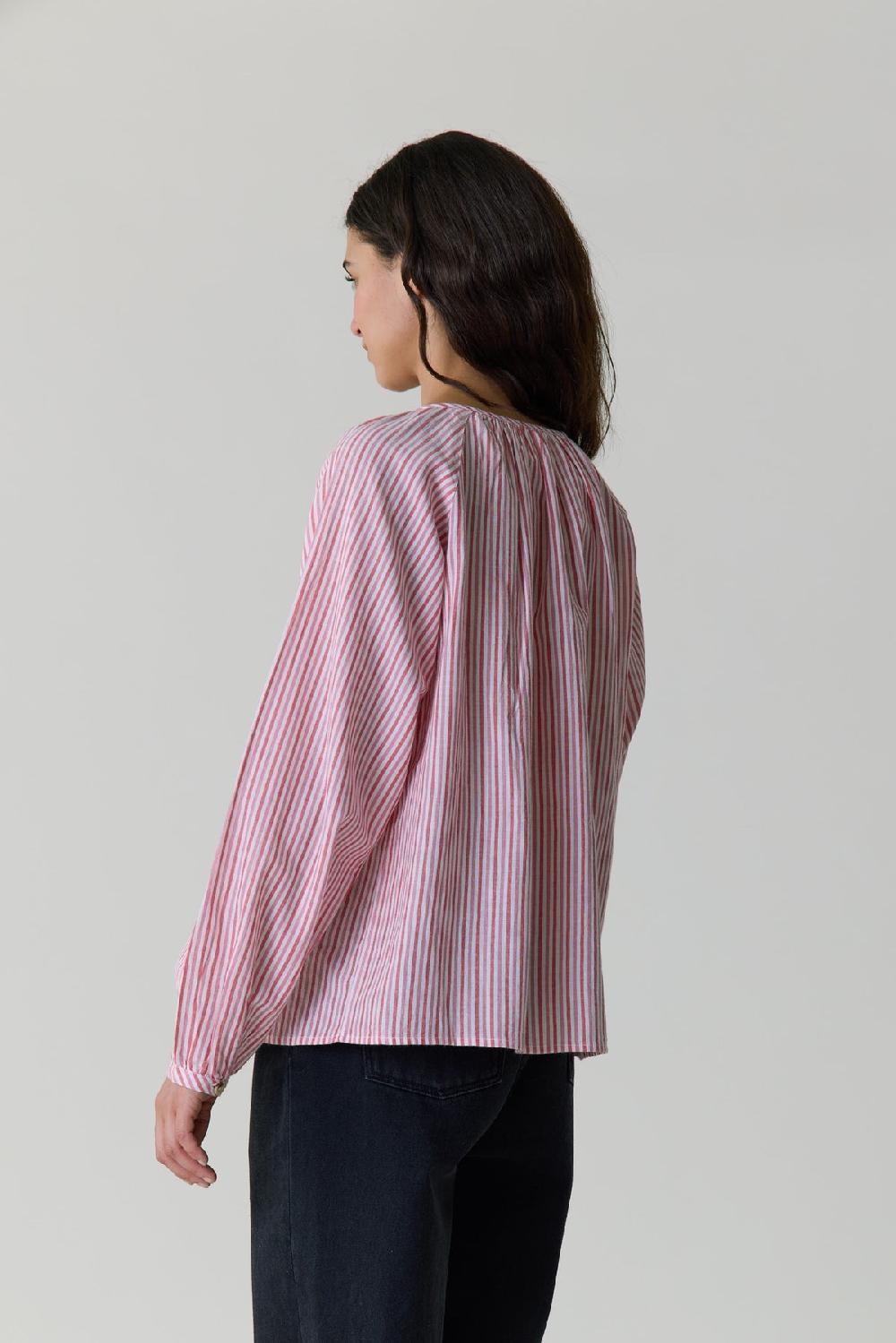 Leon & Harper Chemise Coalie Stripe Red