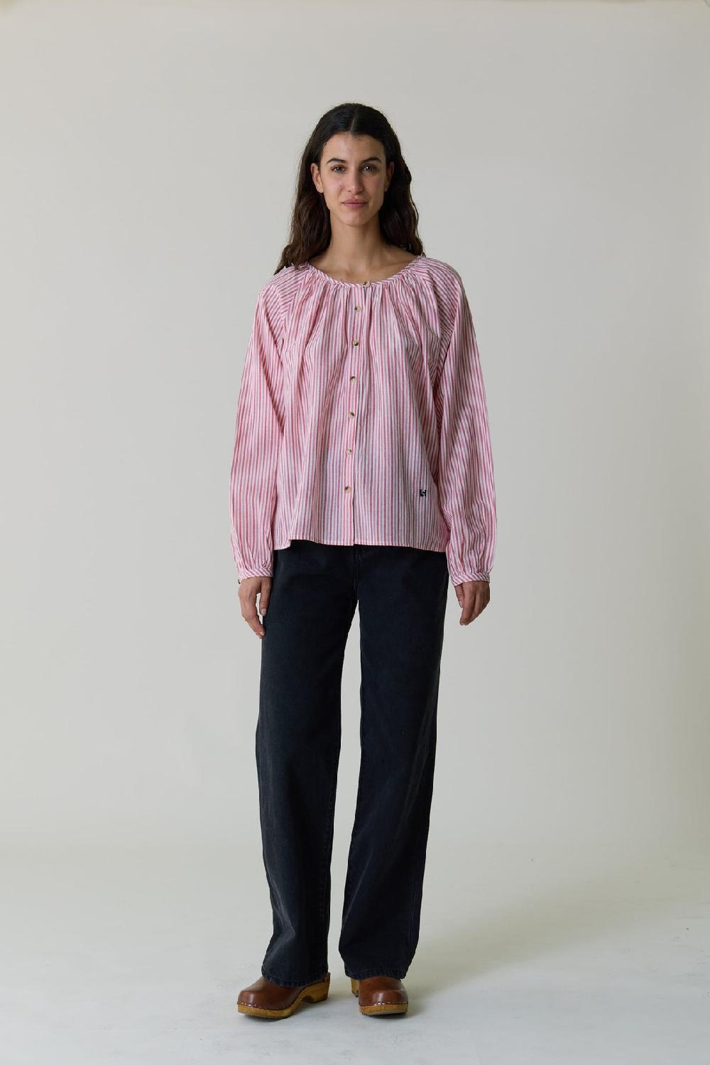 Leon & Harper Chemise Coalie Stripe Red