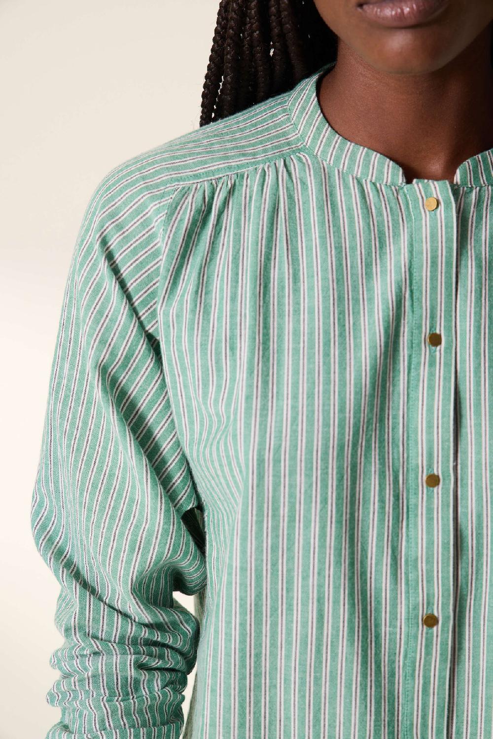 Leon & Harper Chemise Cole Stripe Green
