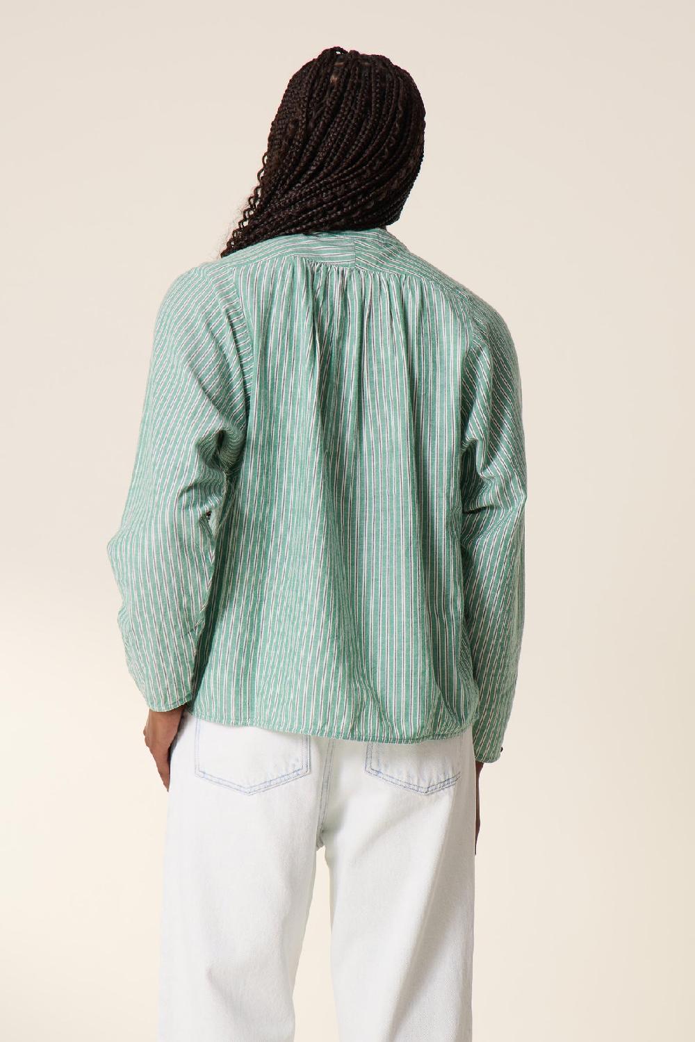 Leon & Harper Chemise Cole Stripe Green